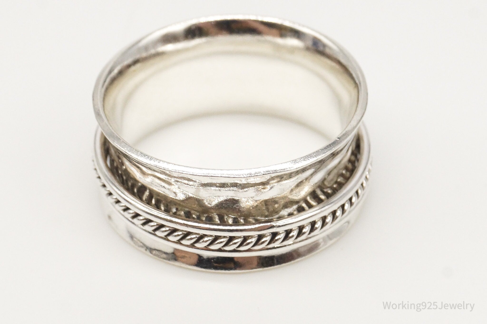 Vintage Mexico Designer ATI Sterling Silver Spinner Ring - Size 9