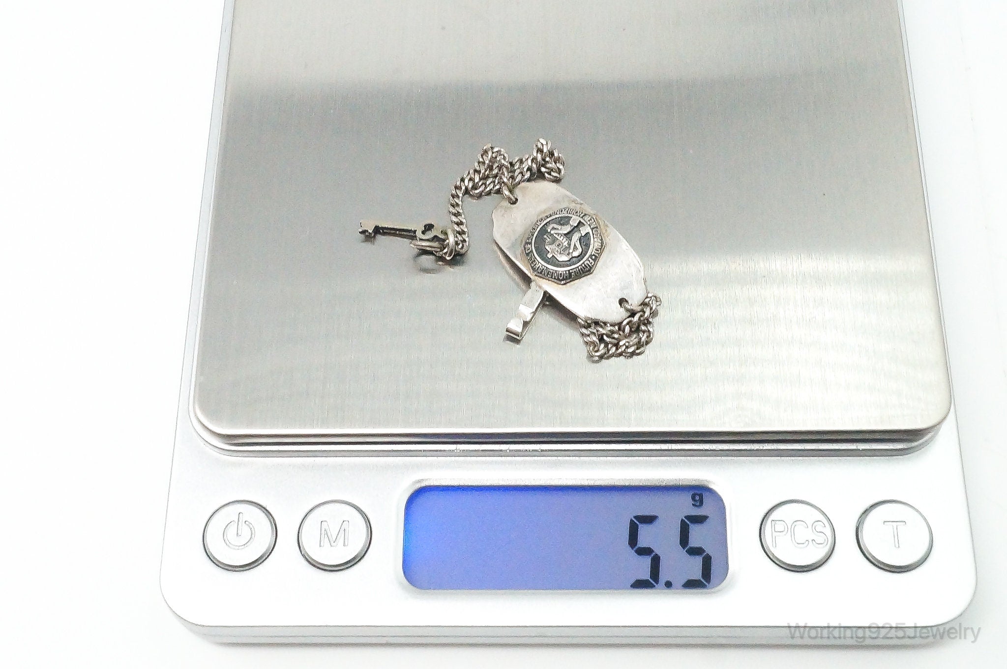 1940s Vintage Future Homemakers of America Sterling Silver Key Charm Bracelet
