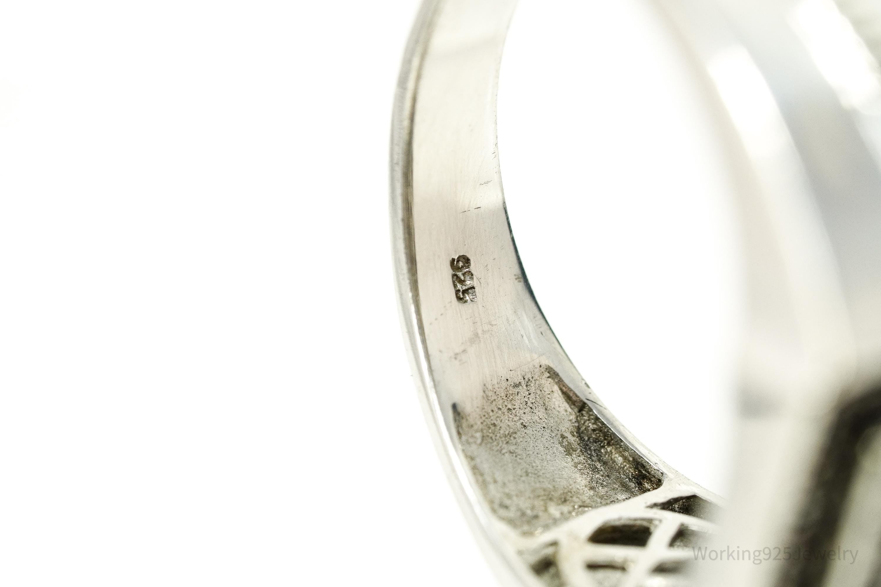 Vintage Garnet Sterling Silver Ring - Size 14.25