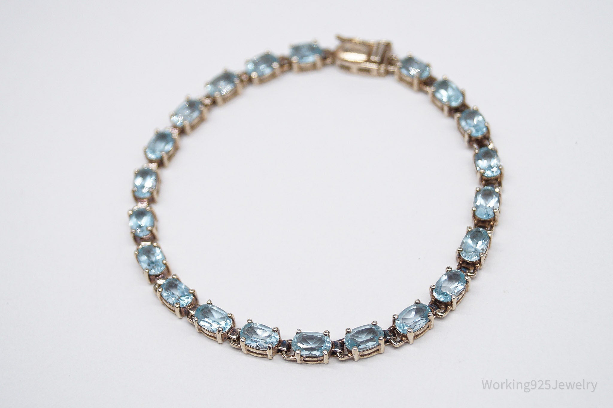 Vintage Ross Simons Blue Topaz 18K Gold Over Sterling Silver Bracelet