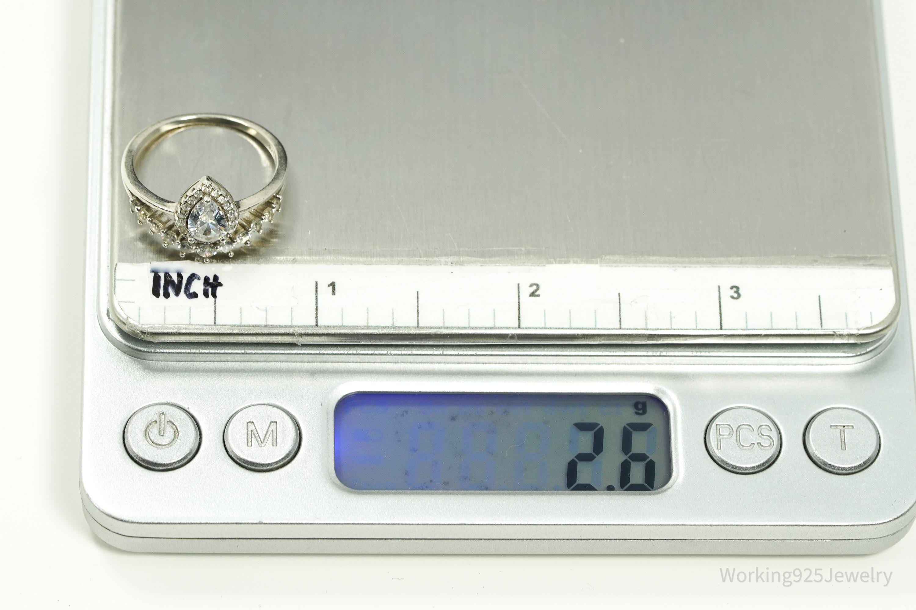 Vintage Cubic Zirconia Sterling Silver Ring - Size 8