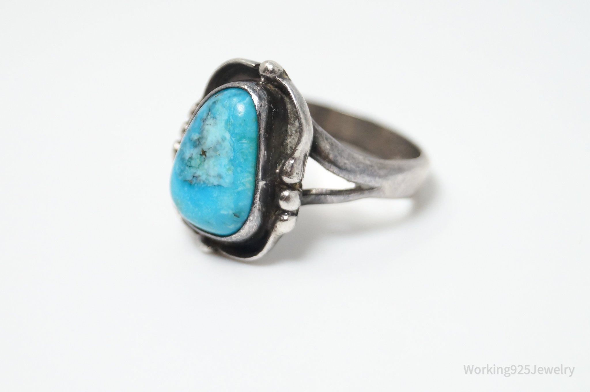 Vtg Native American Turquoise Sterling Silver Ring - Sz 6.25