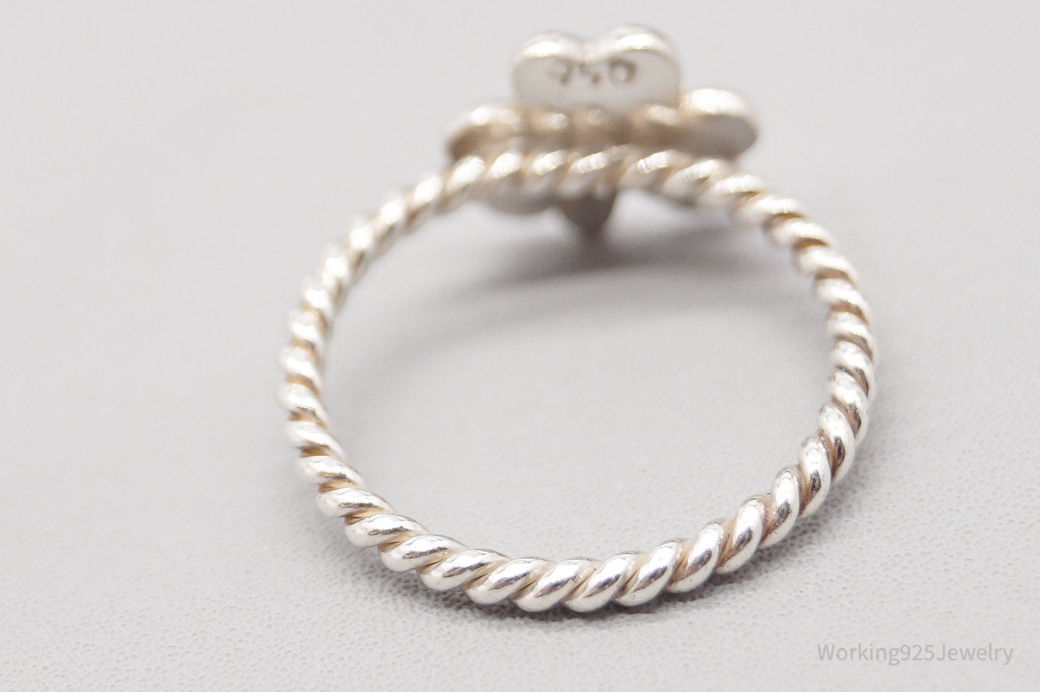Vintage Three Leaf Clover 950 Silver Ring - Size 6.25