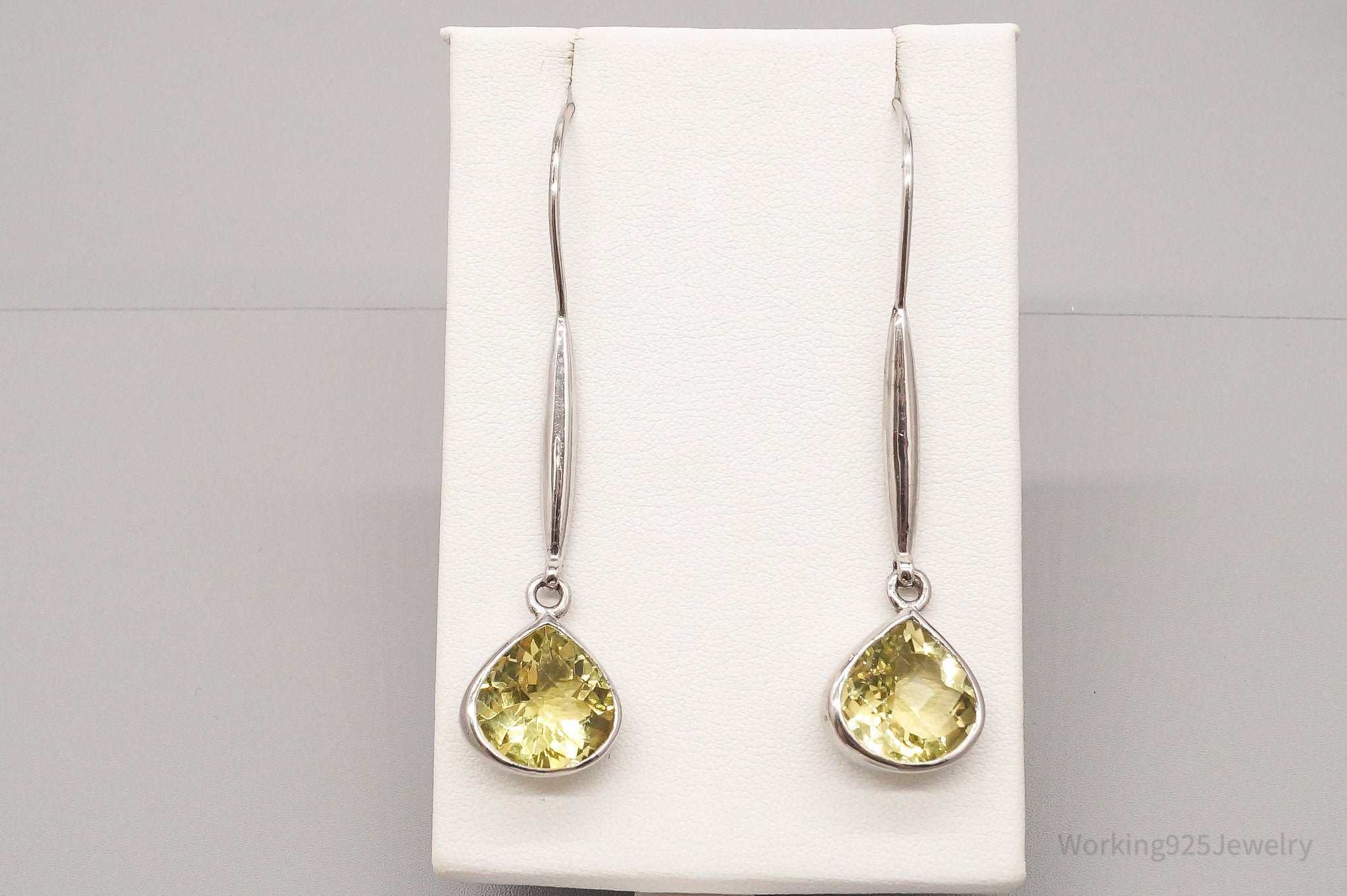 Vintage Large Citrine Drop Sterling Silver Earrings