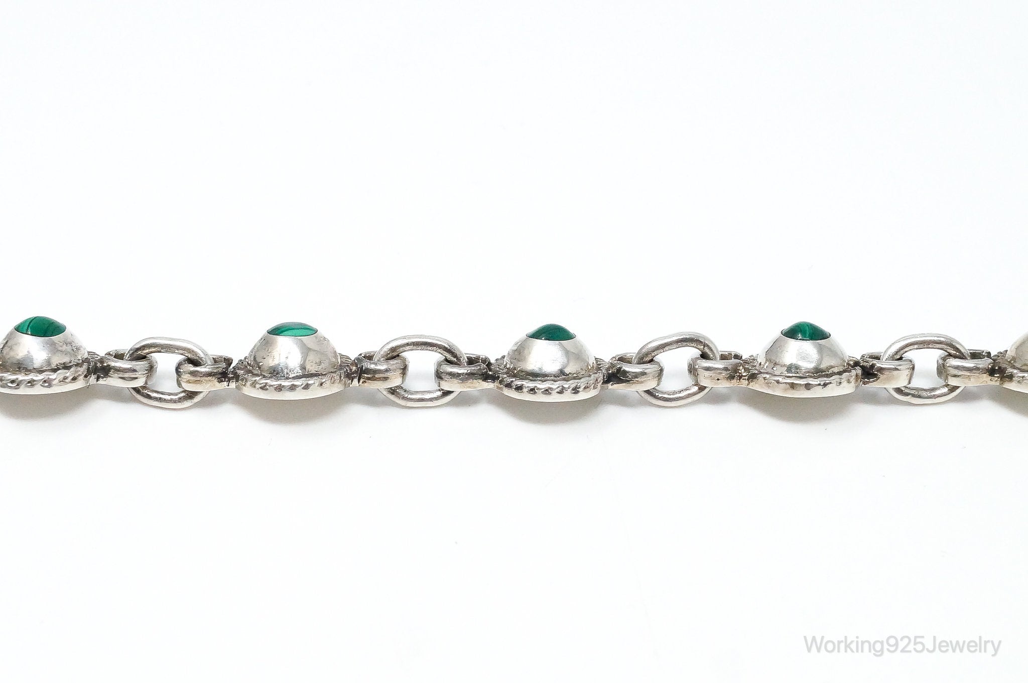 Vintage Mexico Malachite Southwestern Sterling Silver Bracelet