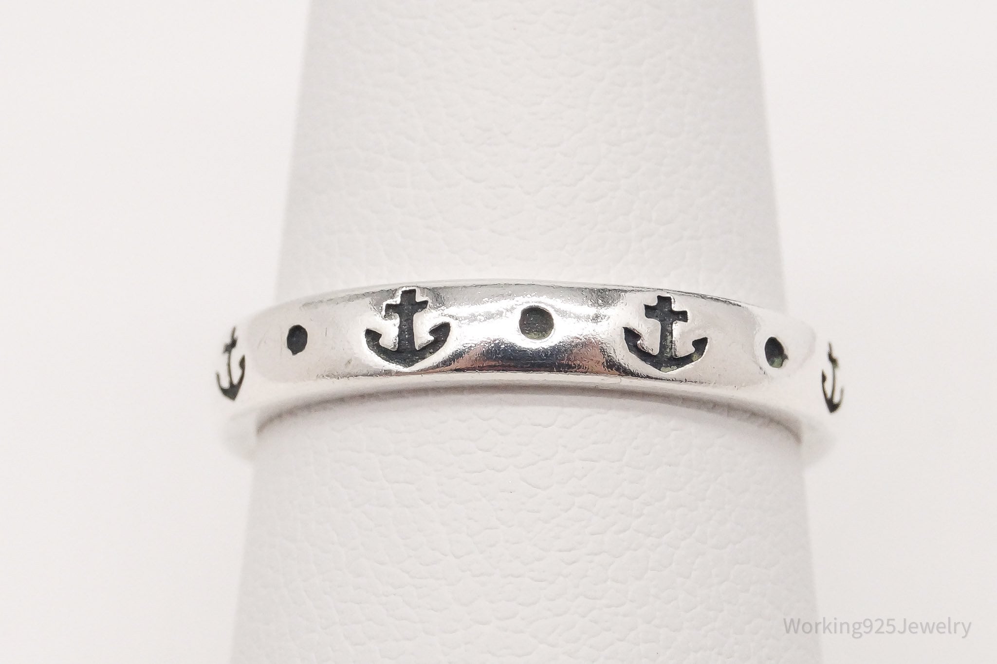 Retired James Avery Anchor Pattern Sterling Silver Ring - Size 7