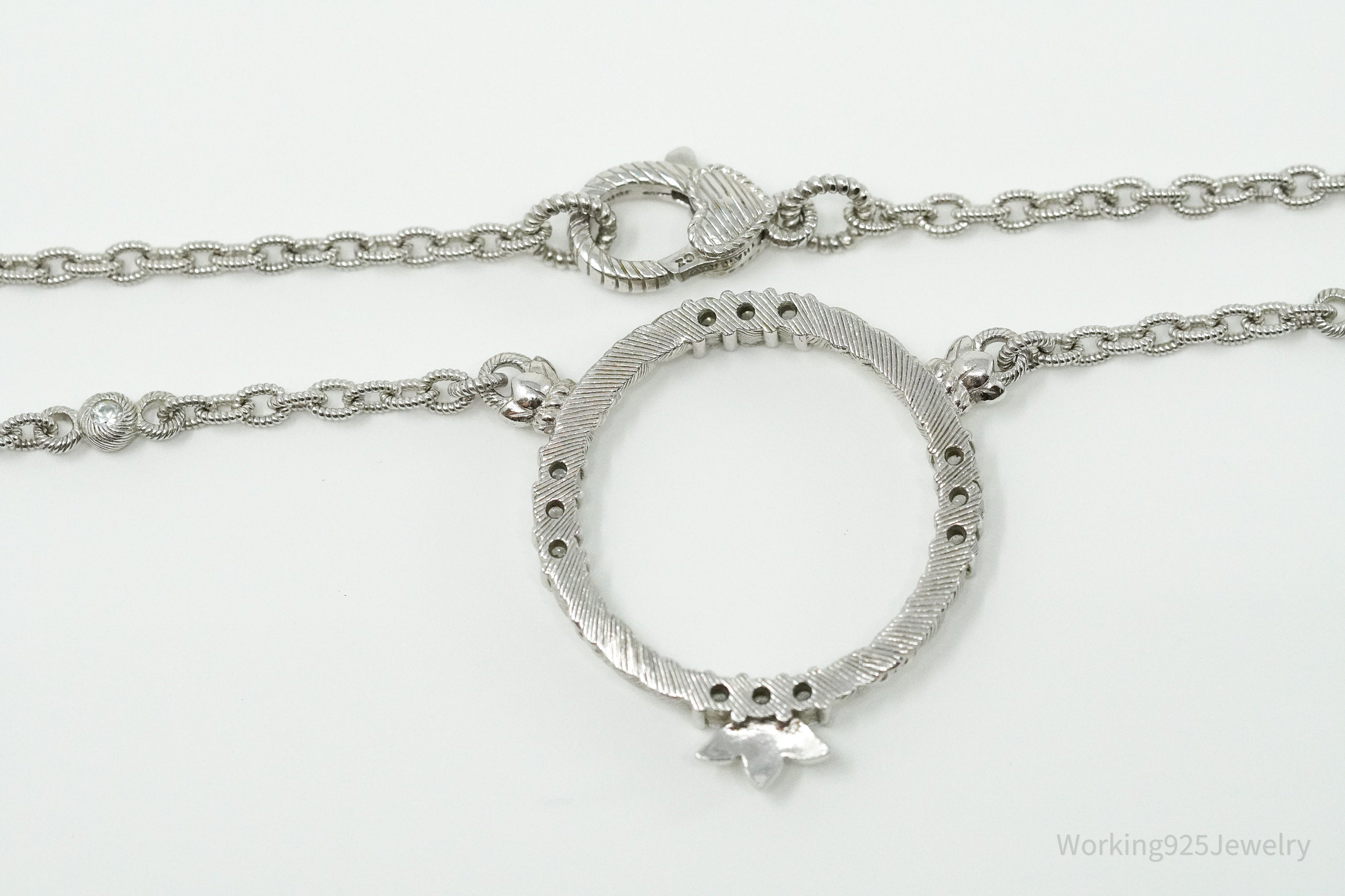 Vintage Designer Judith Ripka Diamonique Cubic Zirconia Sterling Silver Necklace 16"