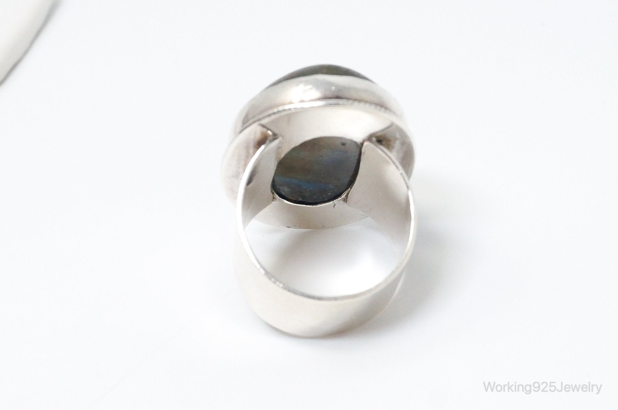 Vintage Large Labradorite Sterling Silver Ring - SZ 10.75