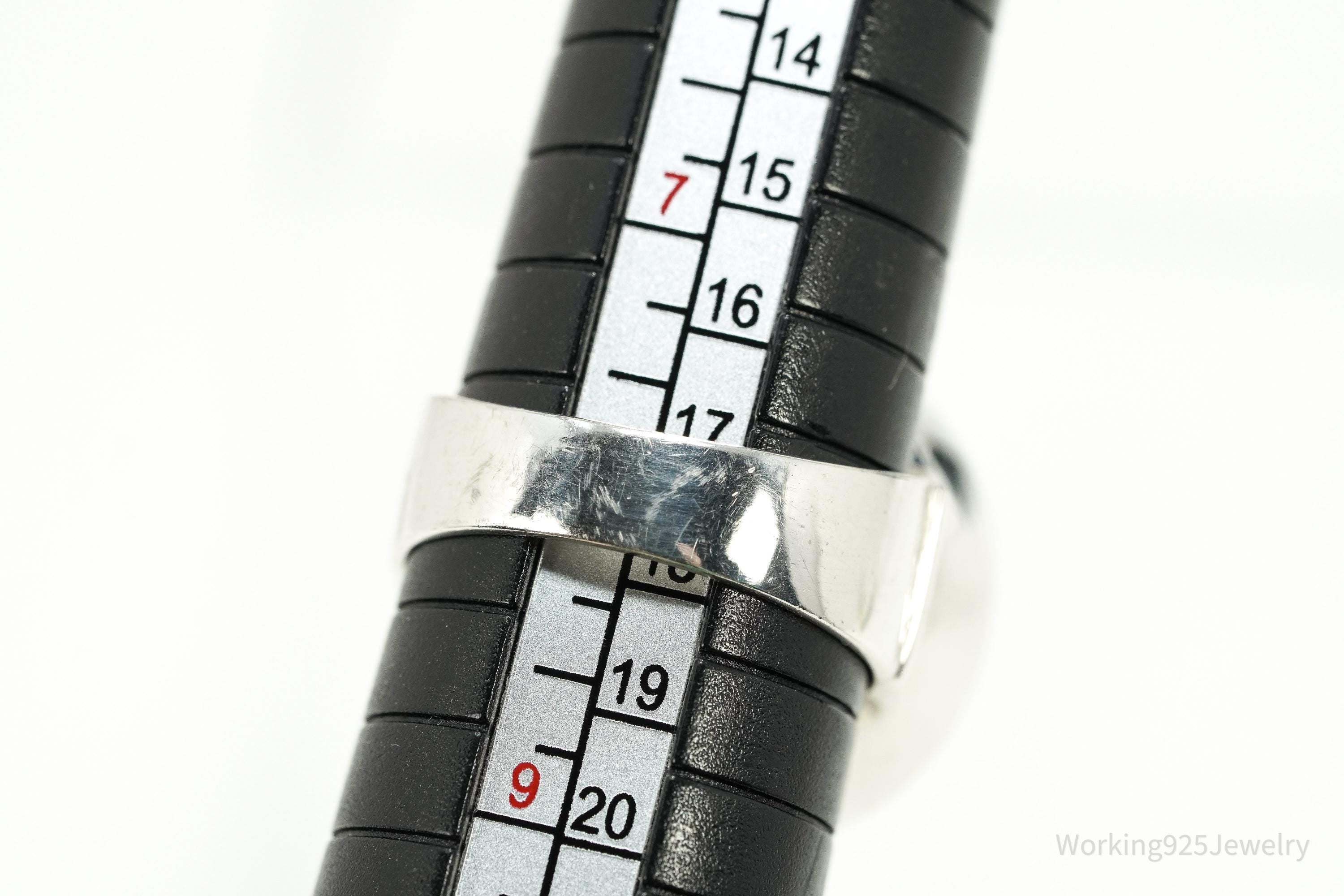 Vintage Large Round Turquoise Sterling Silver Statement Ring Size 8