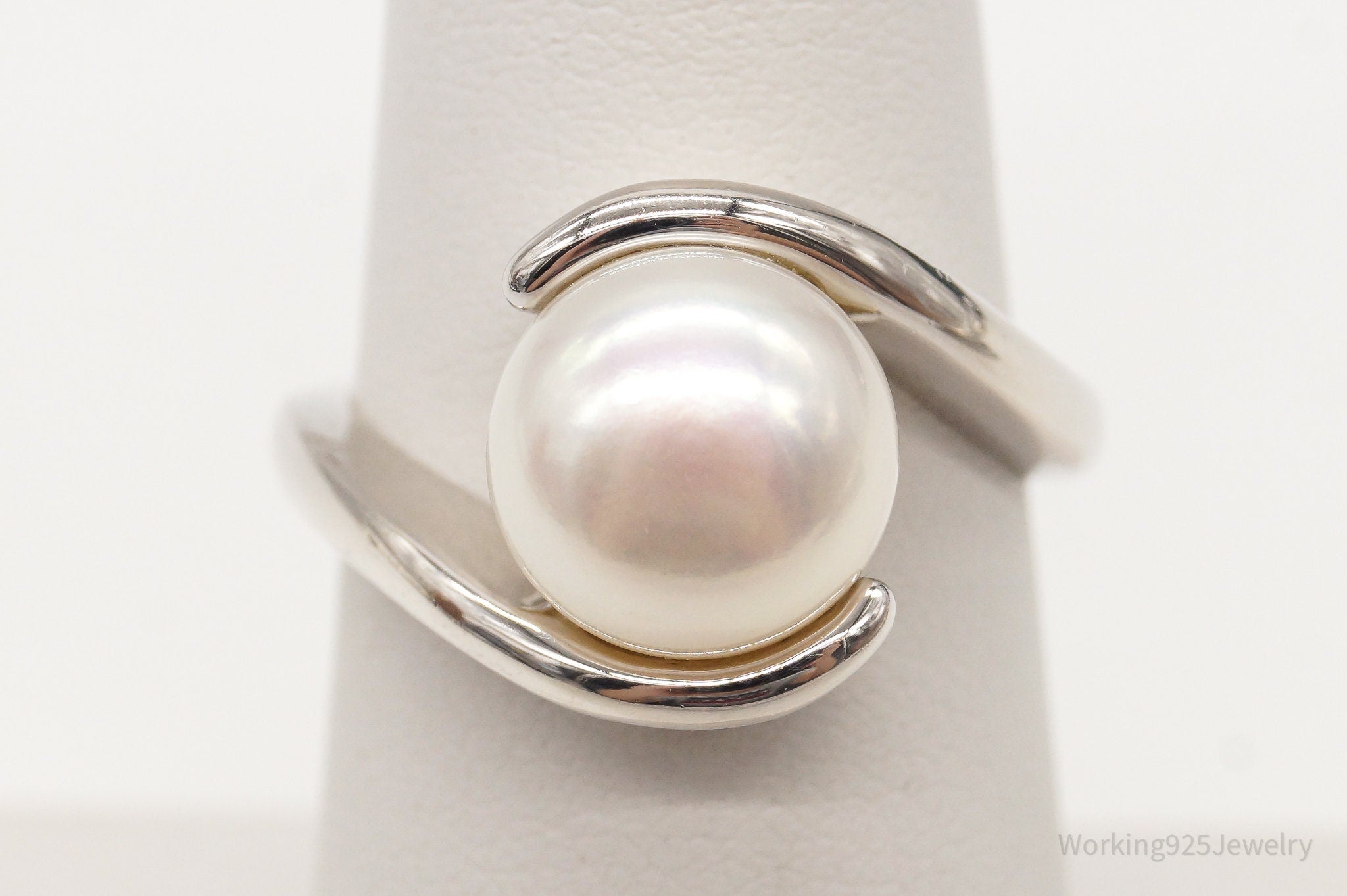 Vintage Pearl Sterling Silver Ring - Size 6