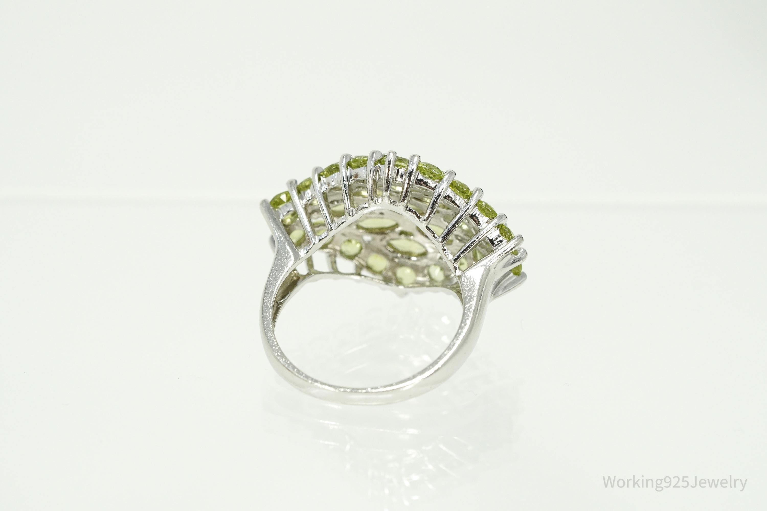 Green Peridot Sterling Silver Ring - Size 8