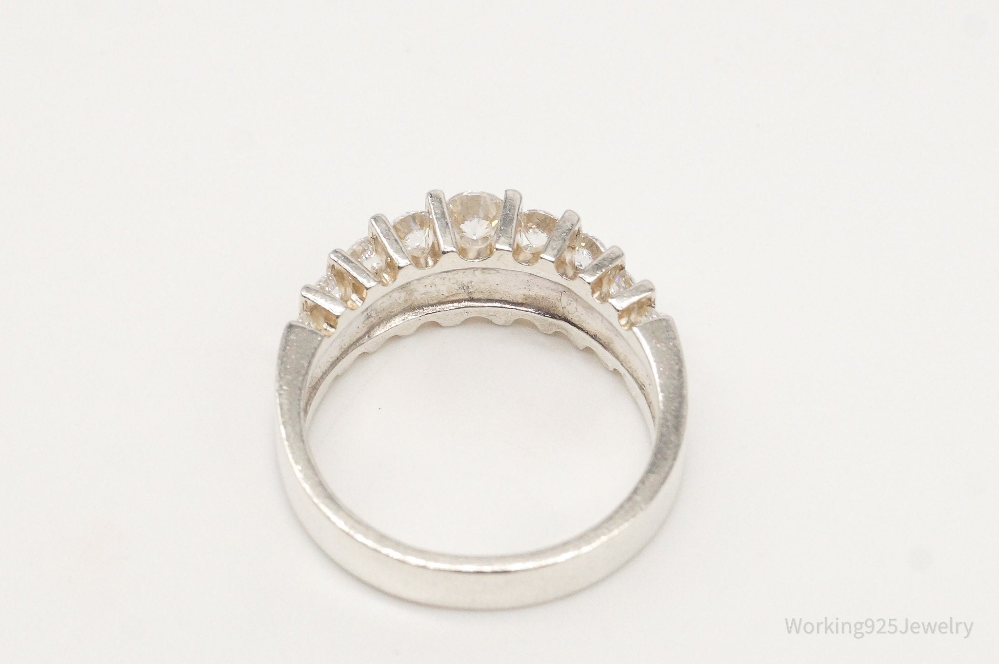Vintage Designer GV Cubic Zirconia Sterling Silver Ring - Size 7.75