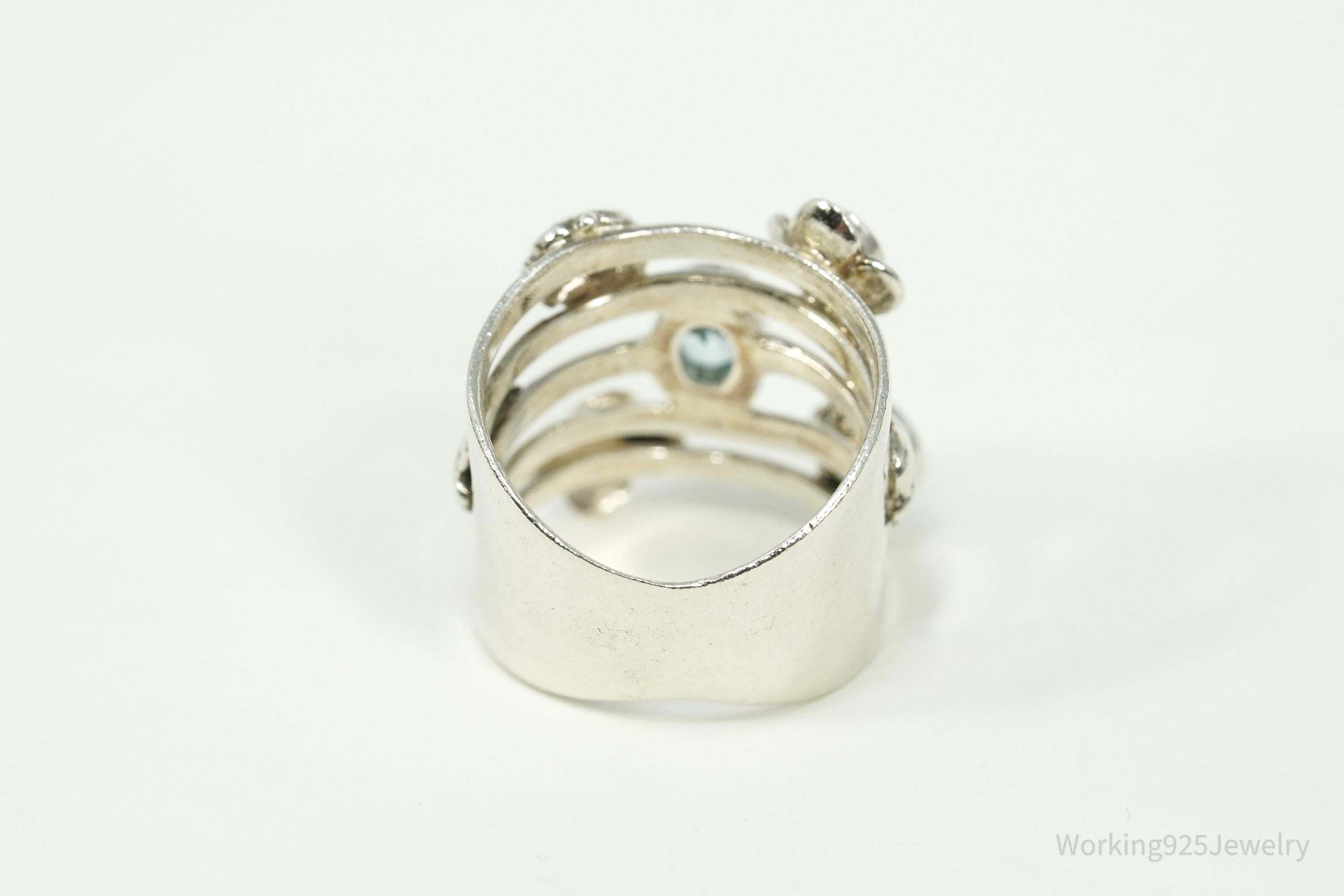 Vintage Janice Girardi Blue Topaz Sterling Silver Ring - Size 6.25