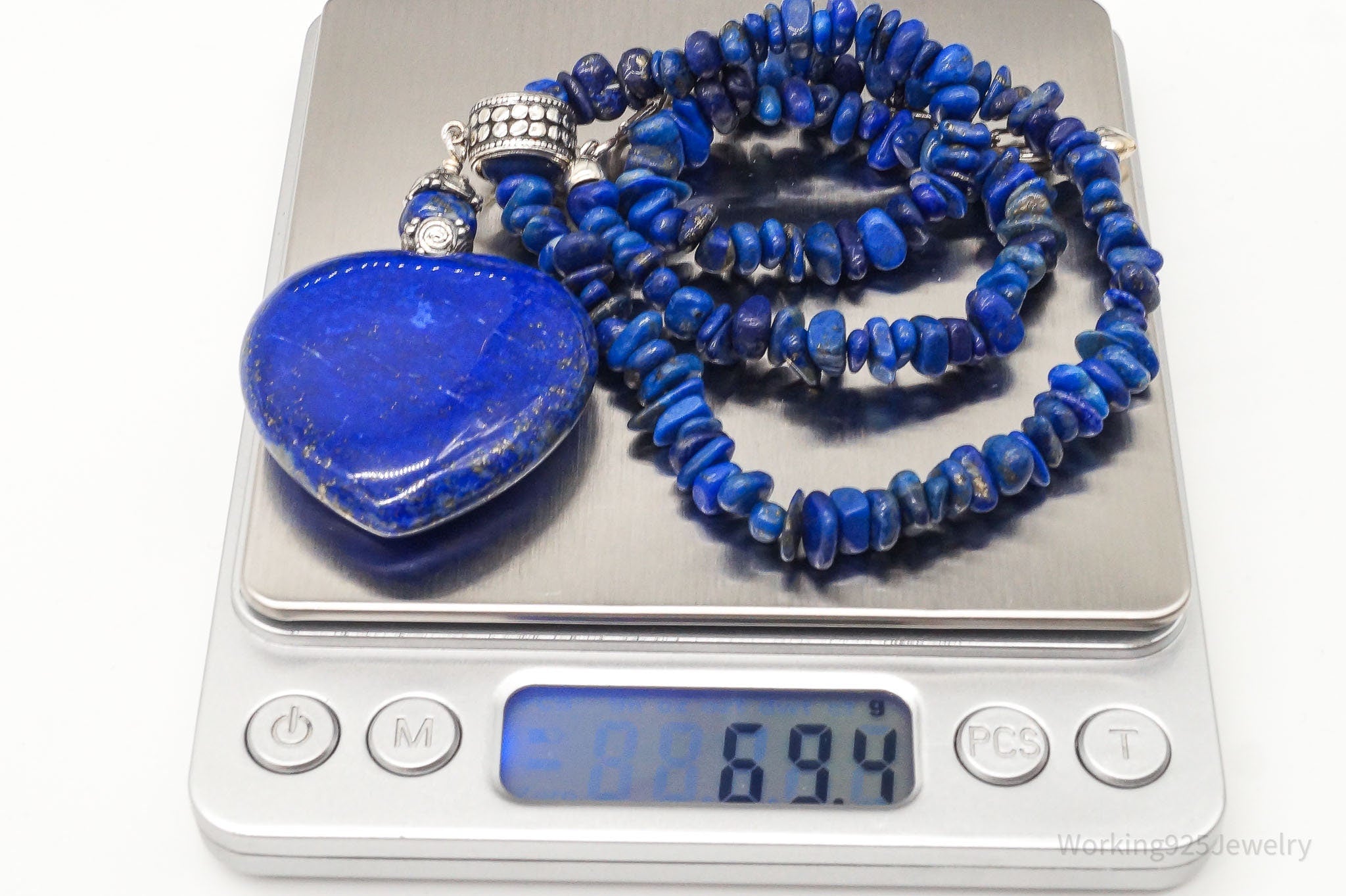 VTG Southwestern Desert Rose Trading Lapis Lazuli Bead Sterling Silver Necklace