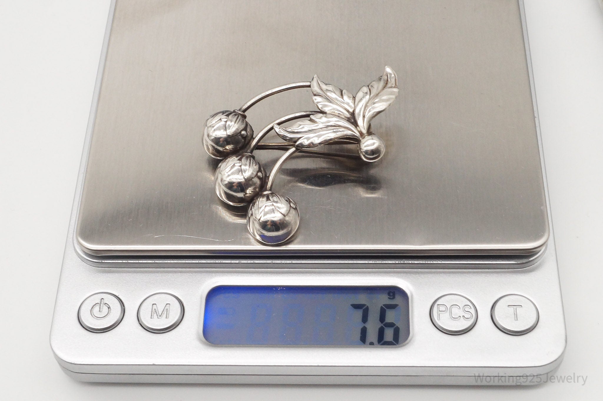 Vintage Denmark Hermann Siersbol Modernist Floral Sterling Silver Pin Brooch