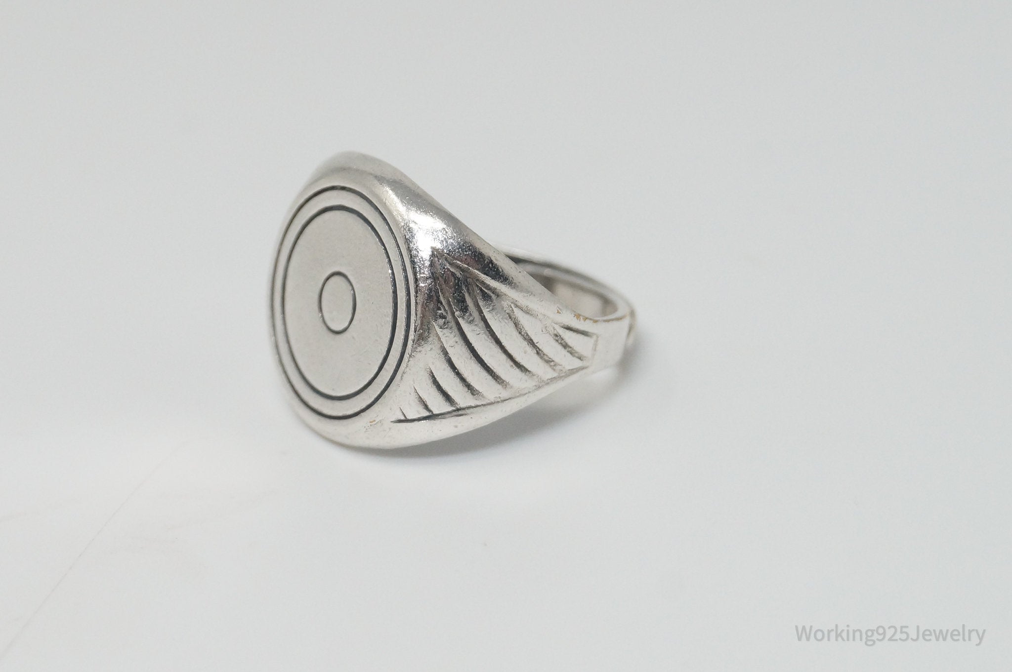 Vintage Modern Winky + Dutch Sterling Plated Silver Ring - Size 7.25 Adjustable