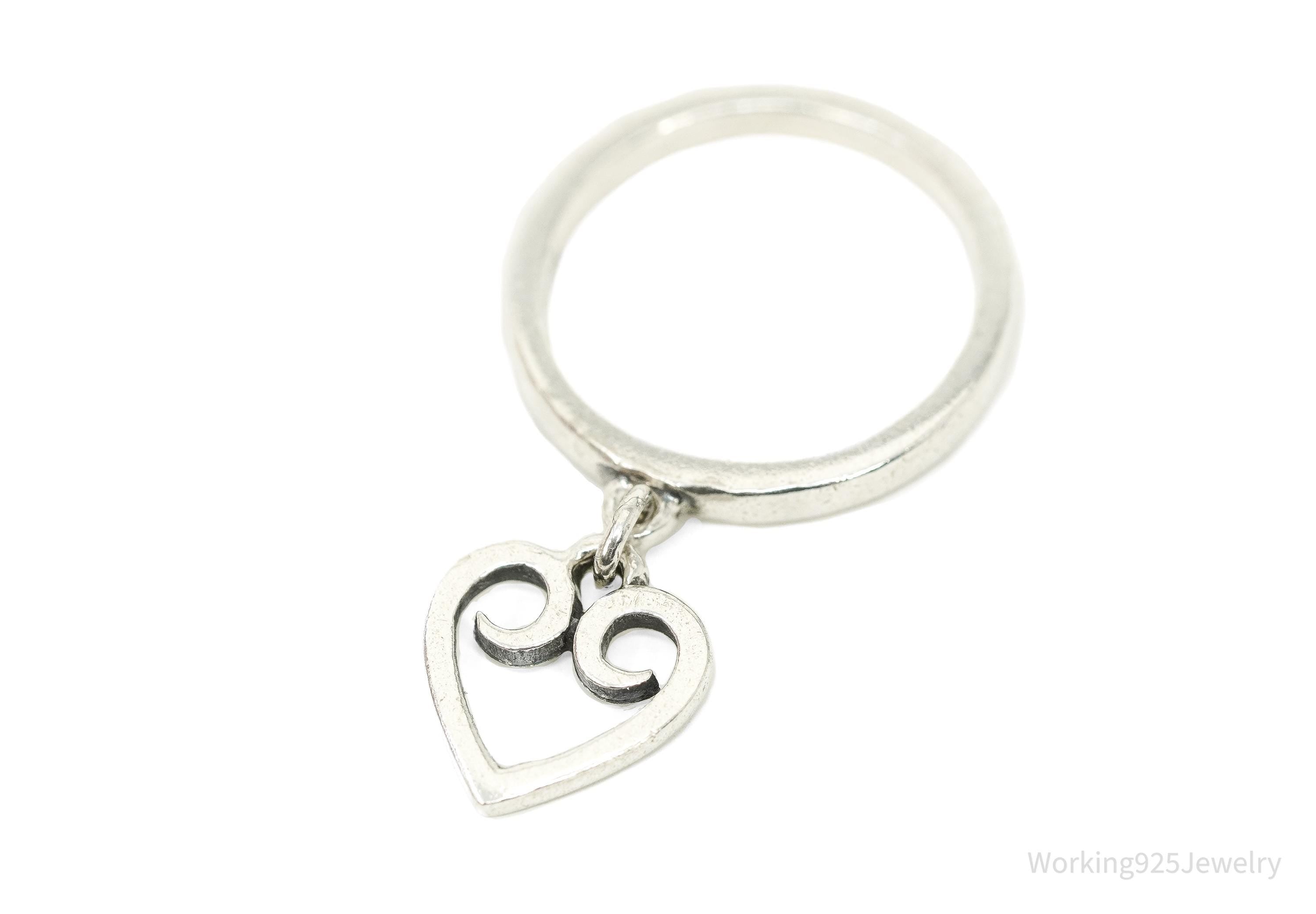 RARE Vintage JAMES AVERY Retired Scrolled Heart Charm Sterling Silver Ring Size 4.25
