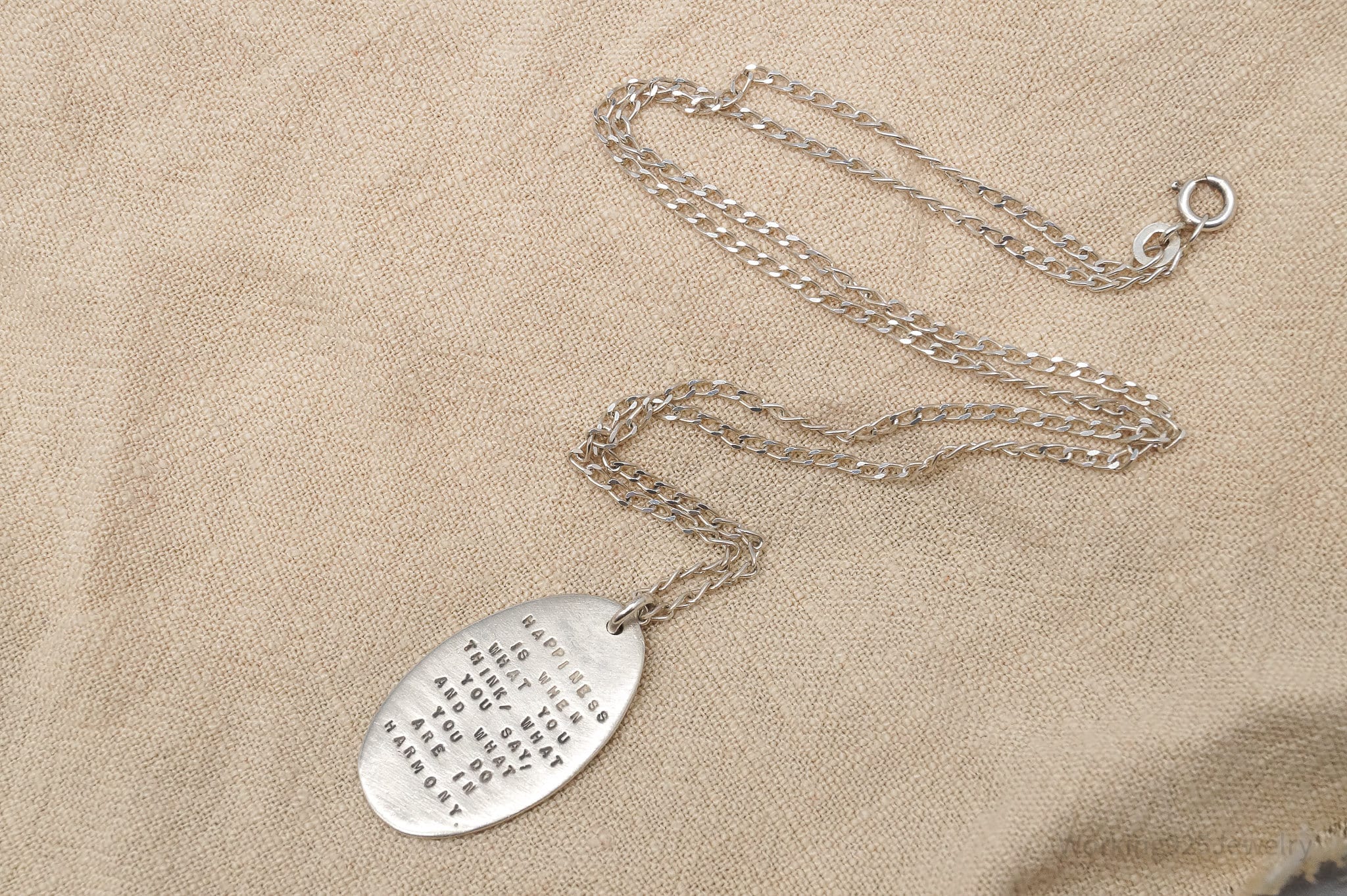 Kathy Bransfield Gandhi Quote Sterling Silver Necklace 18"