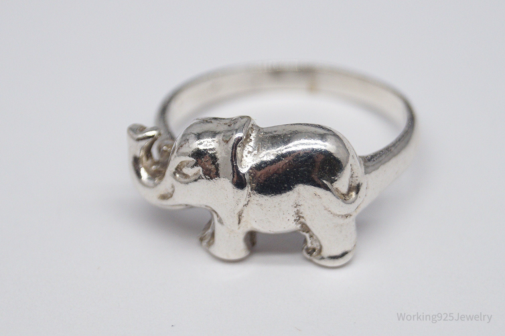 Vintage Elephant Sterling Silver Ring - Size 7.5