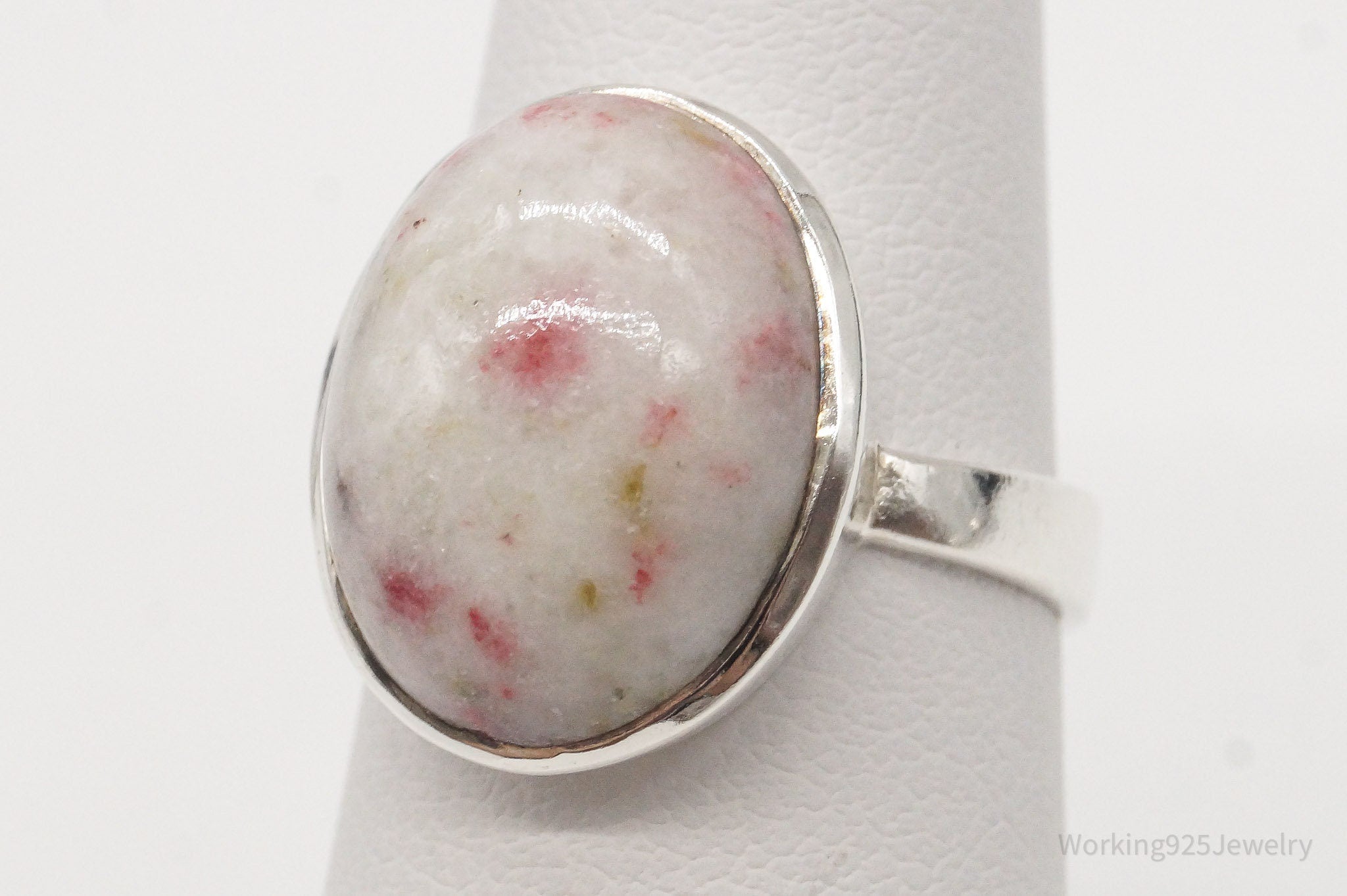 Vintage Modernist Cinnabrite Sterling Silver Ring - Size 6