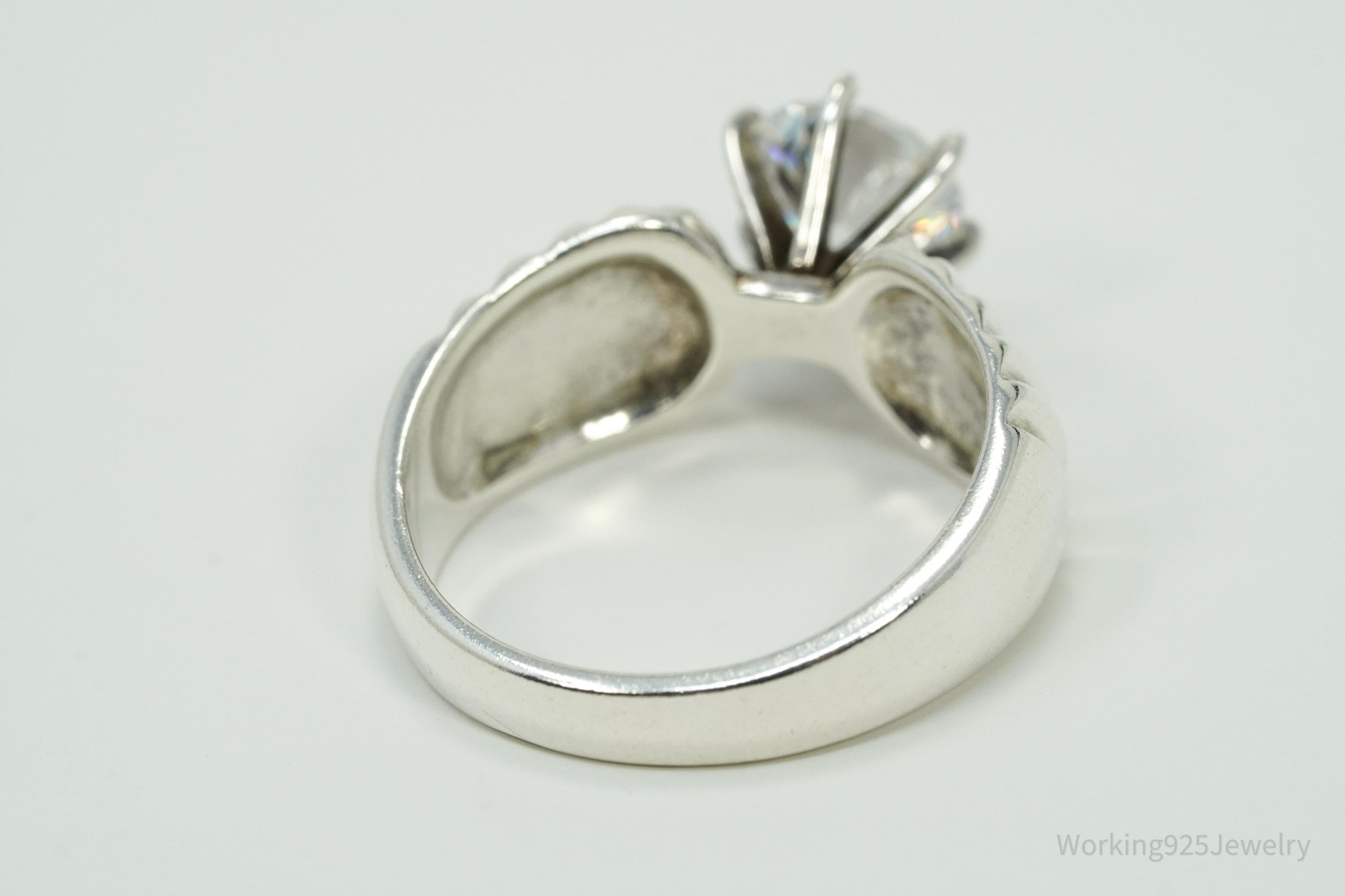 Vintage Diamonique Cubic Zirconia Sterling Silver Ring Size 9.25