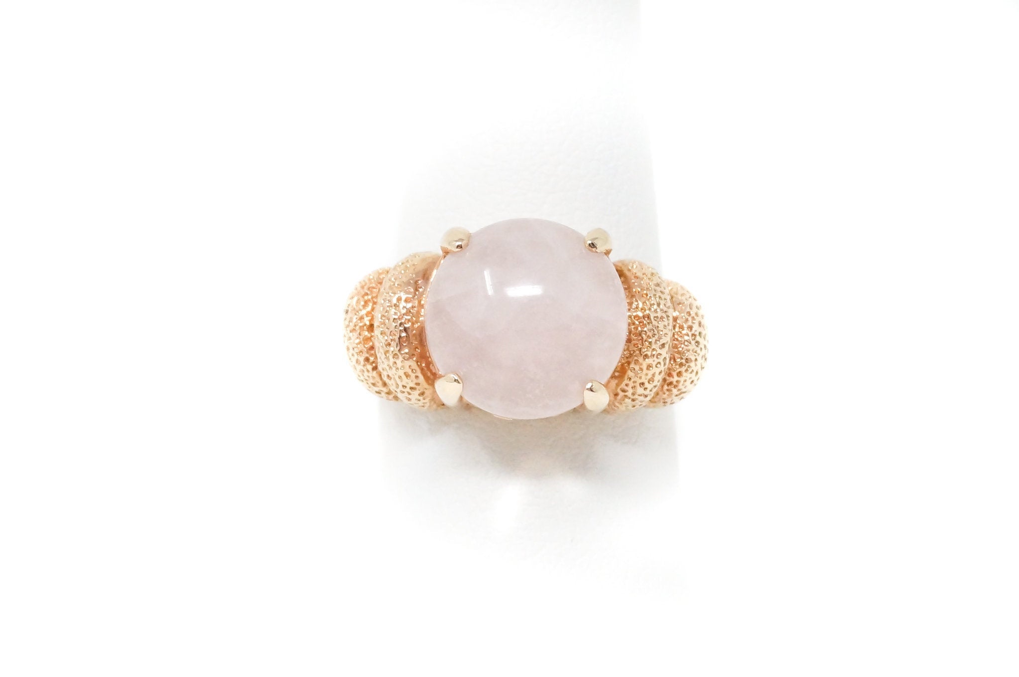 Vintage Rose Quartz Gold Vermeil Sterling Silver Ring - Sz 5.75