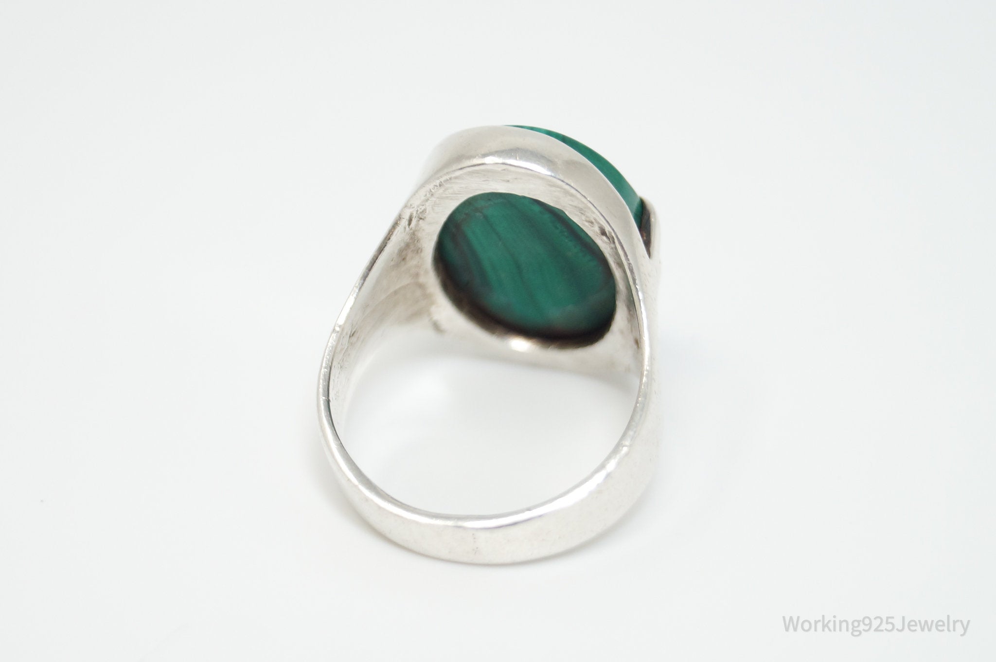 Vintage Southwestern Malachite Sterling Silver Ring - Sz 7