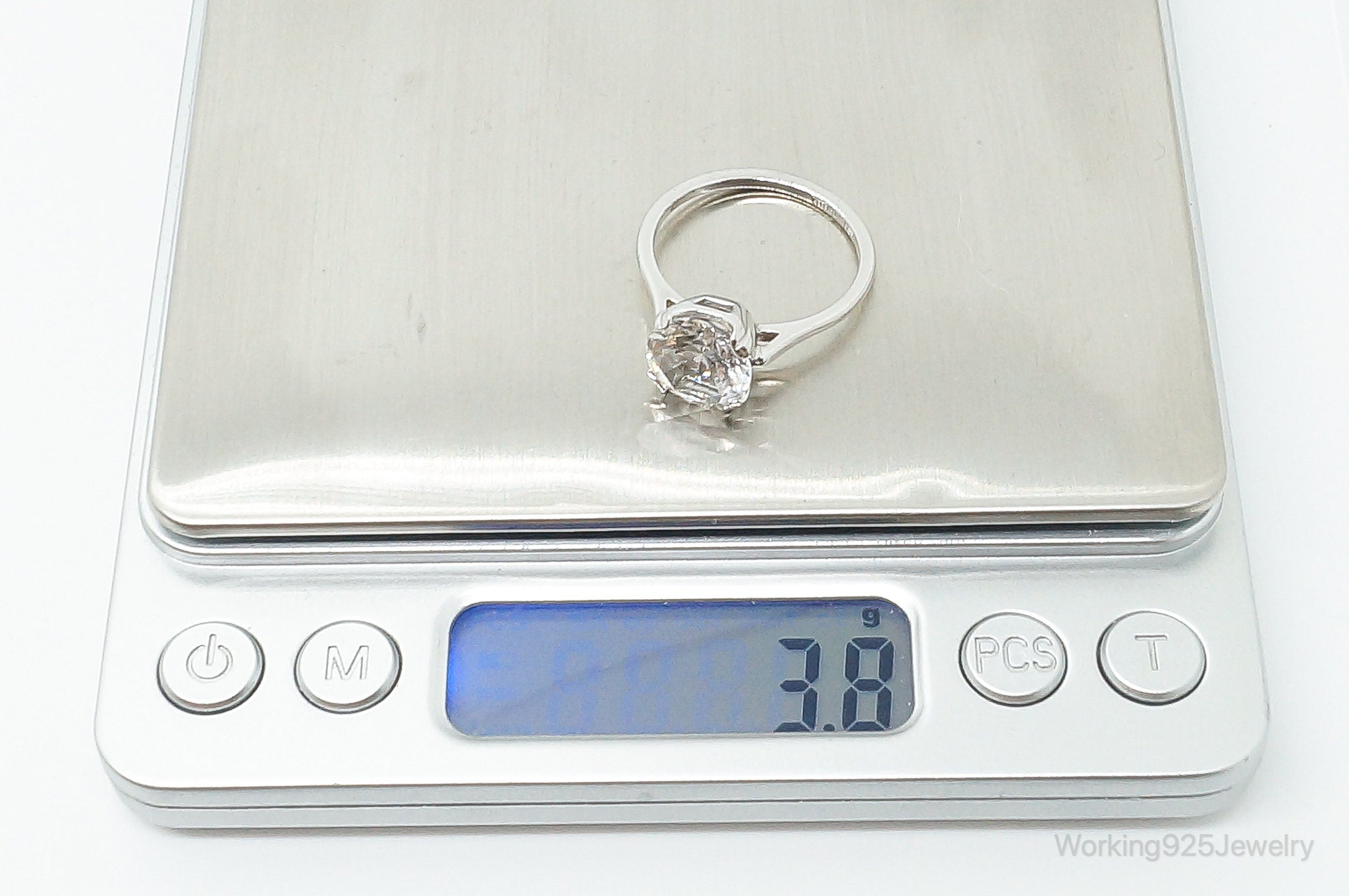 Vintage Cubic Zirconia Sterling Silver Ring - Size 10