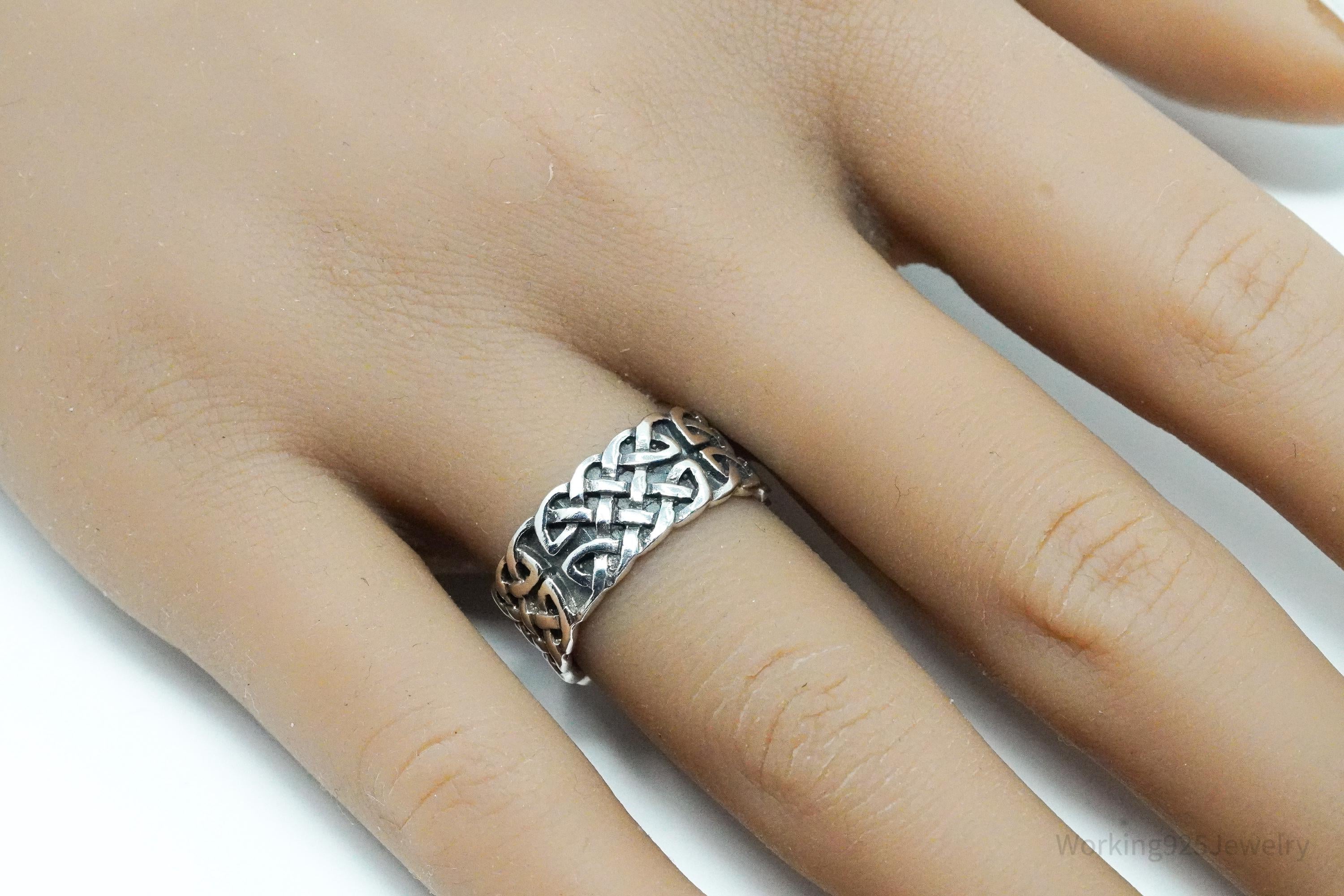 Vintage Designer PSCL Celtic Knot Design Sterling Silver Band Ring - Size 6.5
