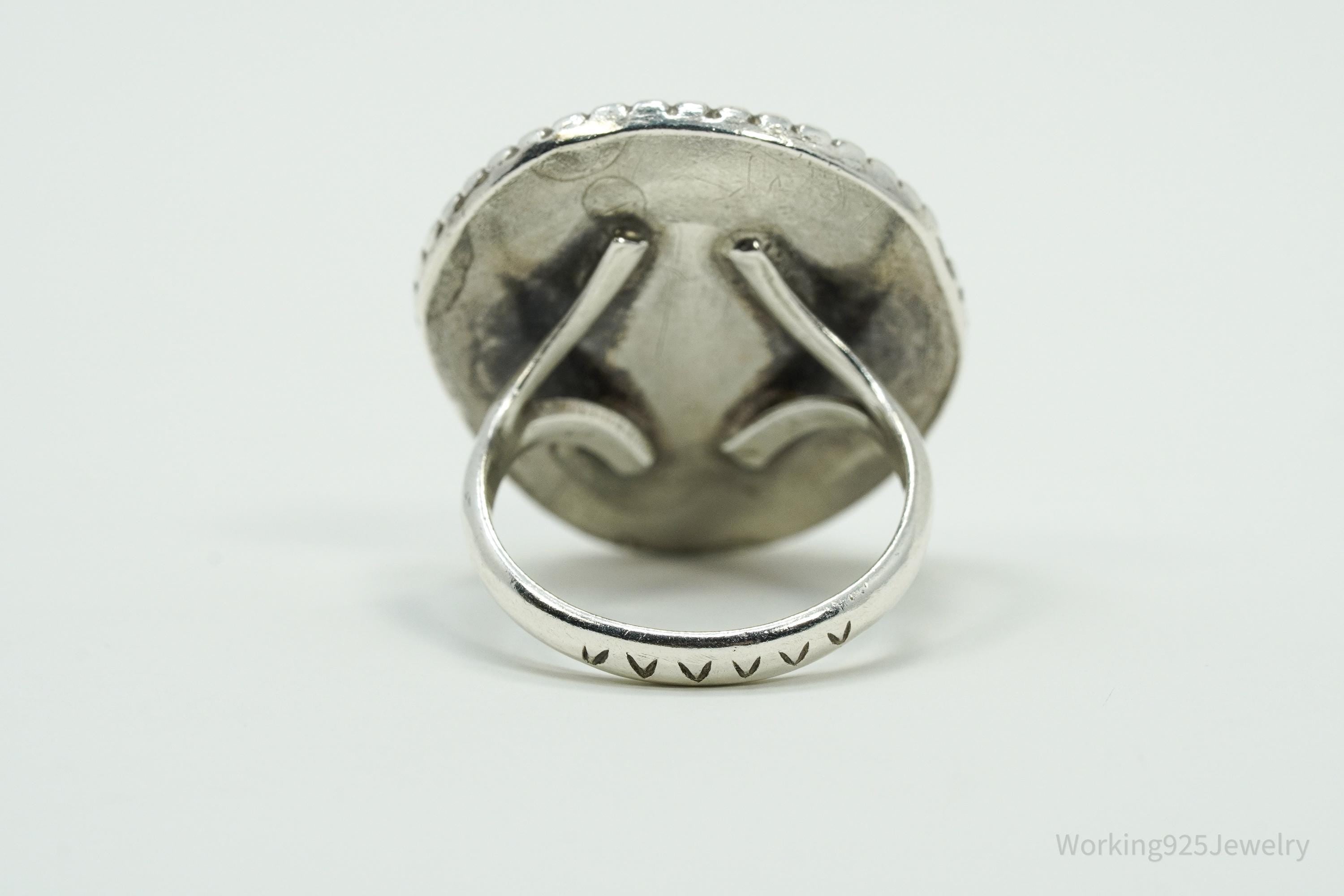 Vintage Native American Turquoise Unsigned Silver Ring - Size 6