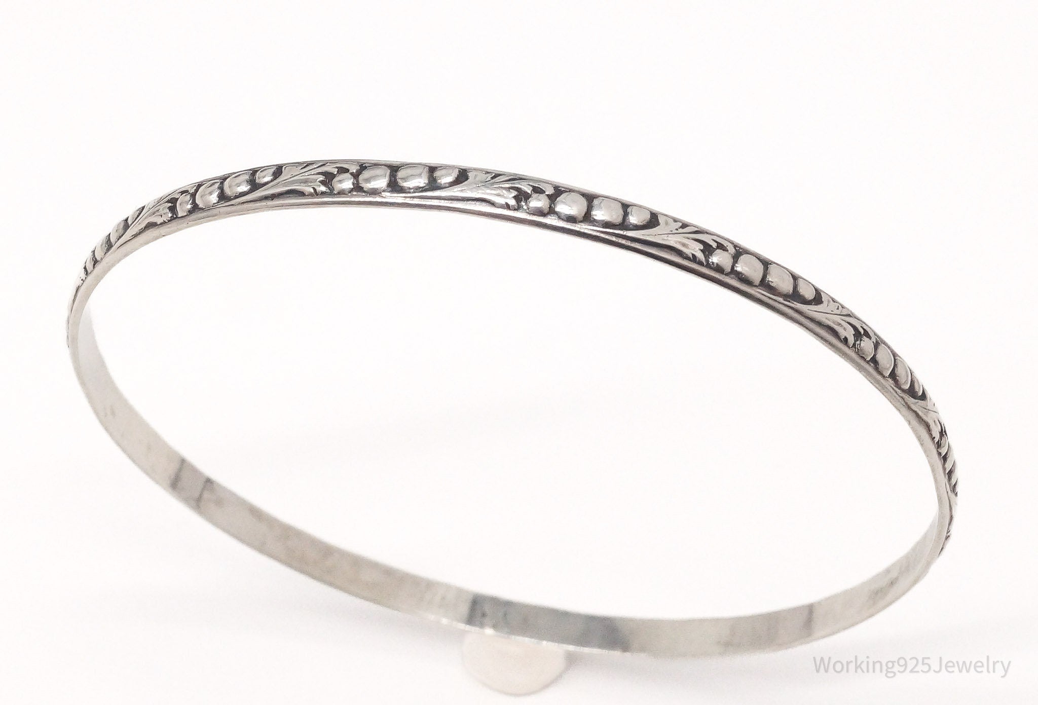 Antique Art Nouveau Sterling Silver Bangle Bracelet 7.75"