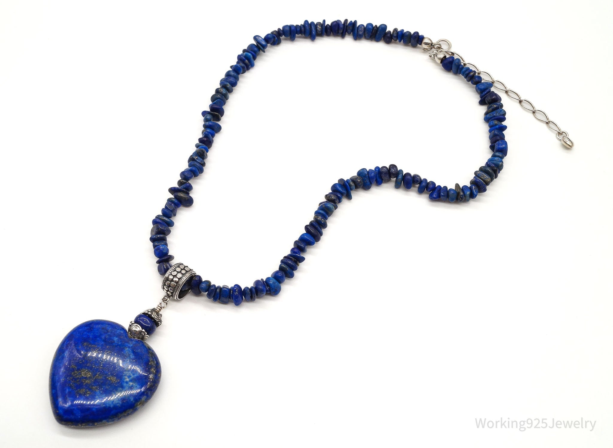 VTG Southwestern Desert Rose Trading Lapis Lazuli Bead Sterling Silver Necklace