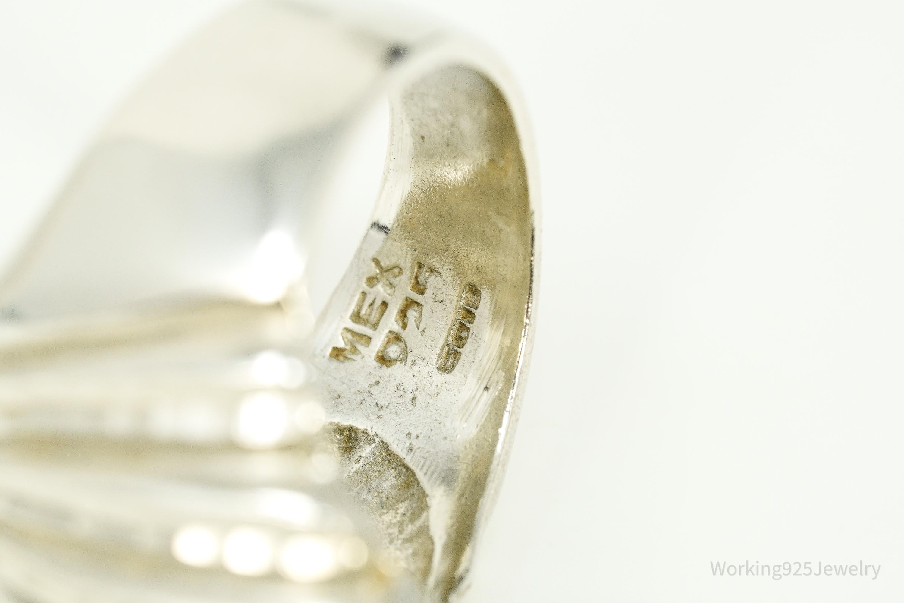 Vintage Mexico Art Deco Style Sterling Silver Ring - Size 6