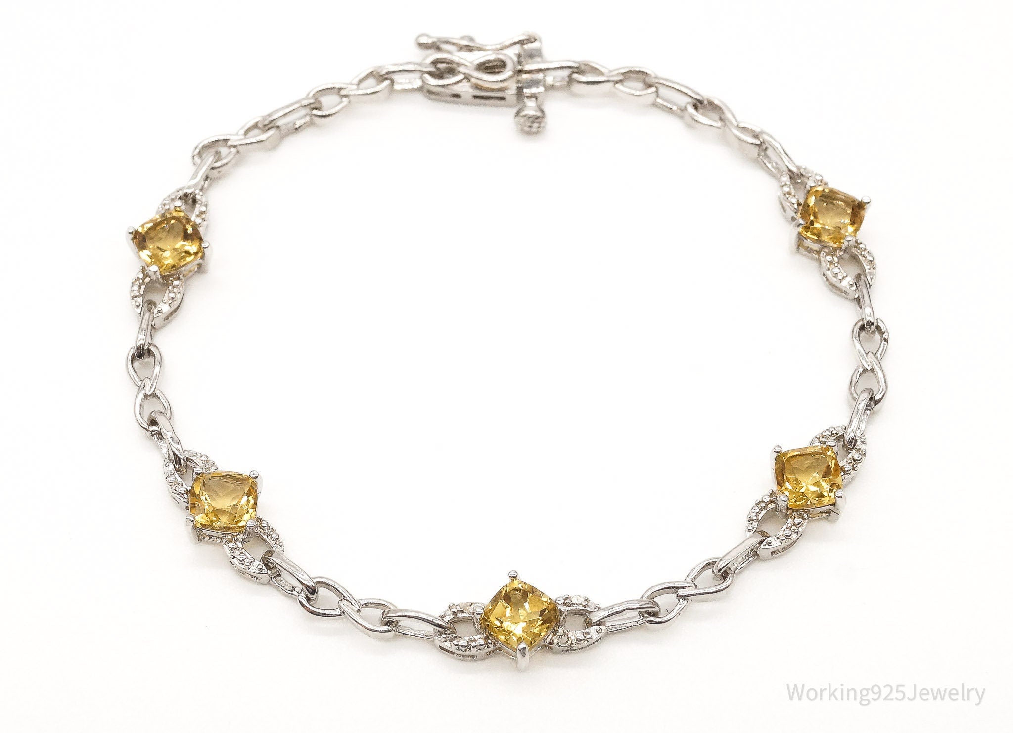 Vintage Citrine Sterling Silver Bracelet