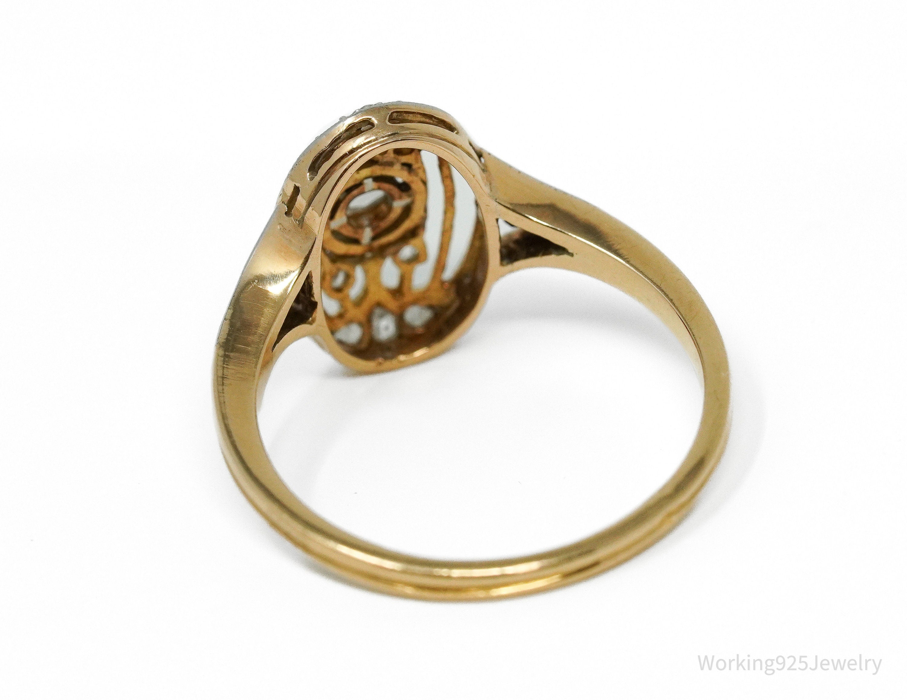 Circa 1910s Platinum Topped 18K Yellow Gold & Diamonds Ring - Size 8