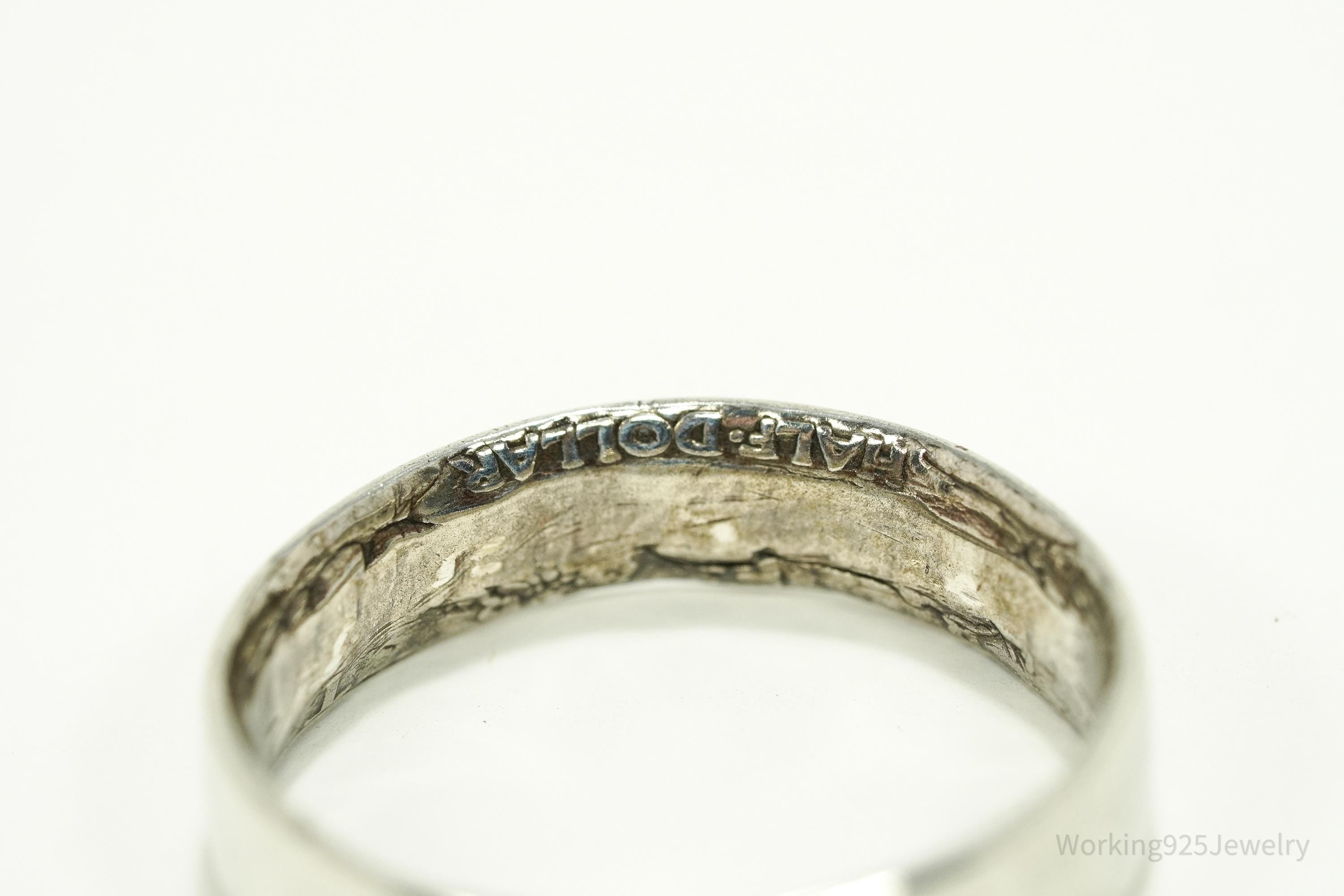 Vintage 1940 Half Dollar Silver Band Ring - Size 12