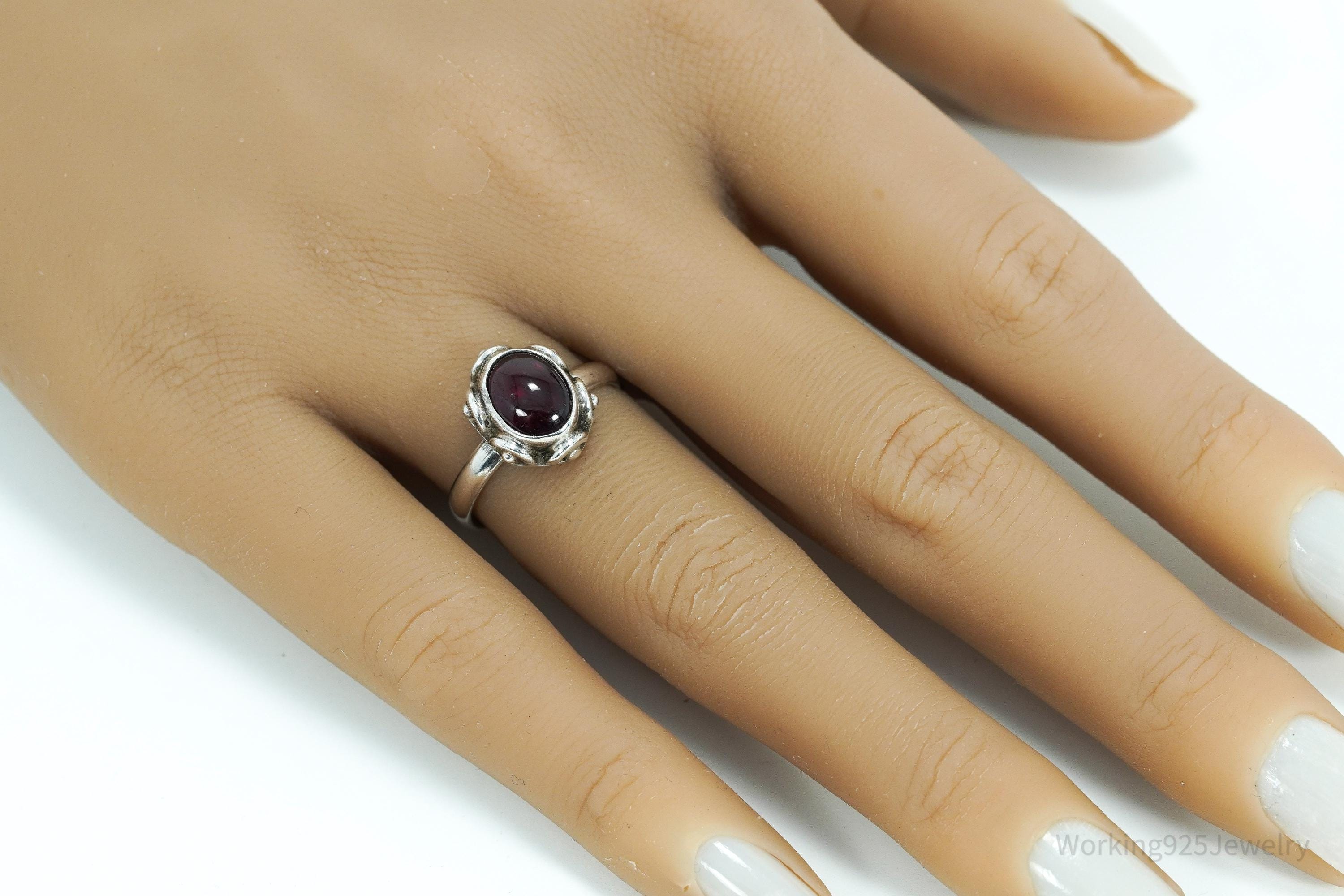 Vintage Rhodolite Garnet Sterling Silver Ring - Size 7