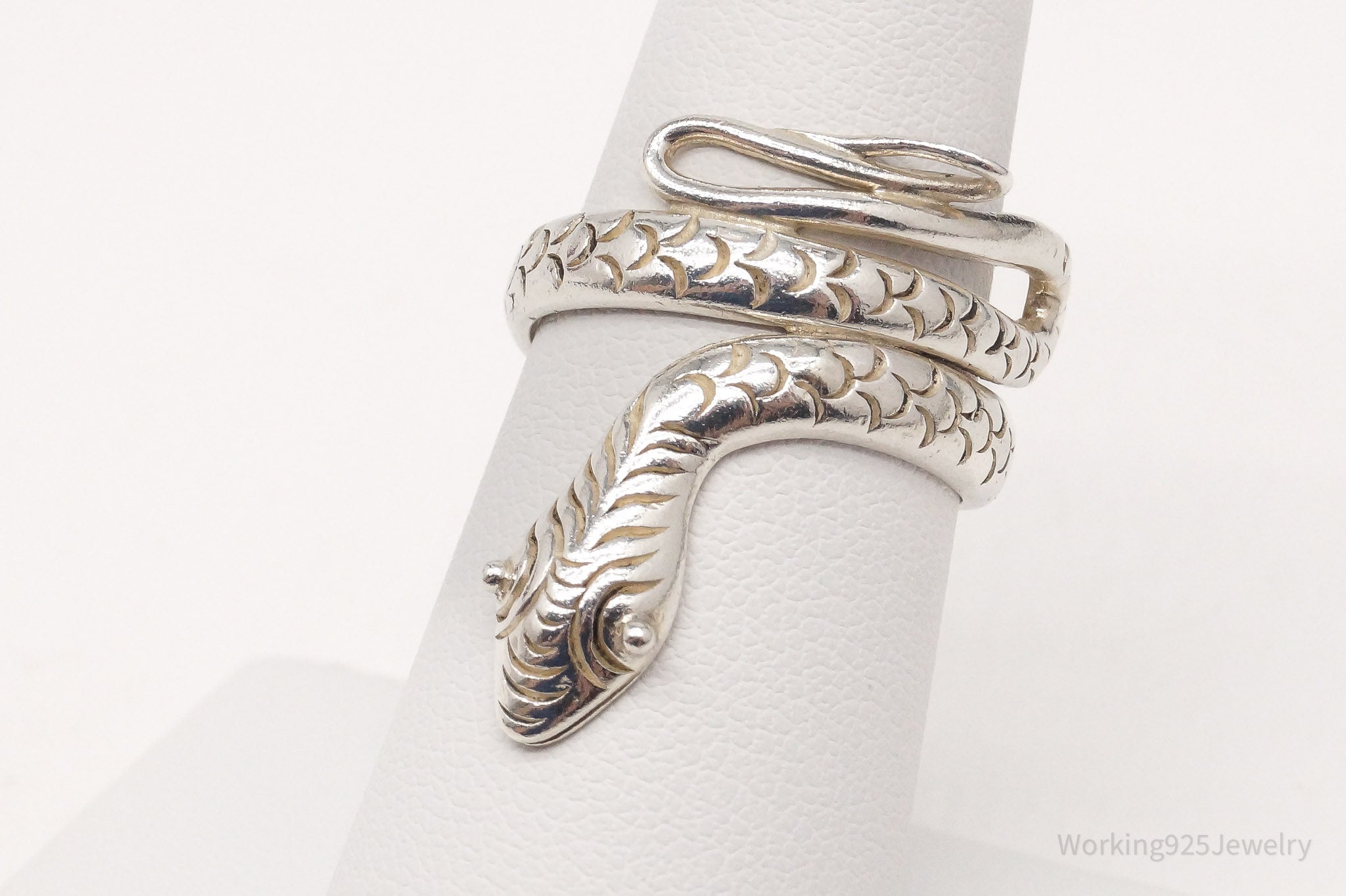 Vintage Designer BA Suarti Sterling Silver Snake Ring - Size 7