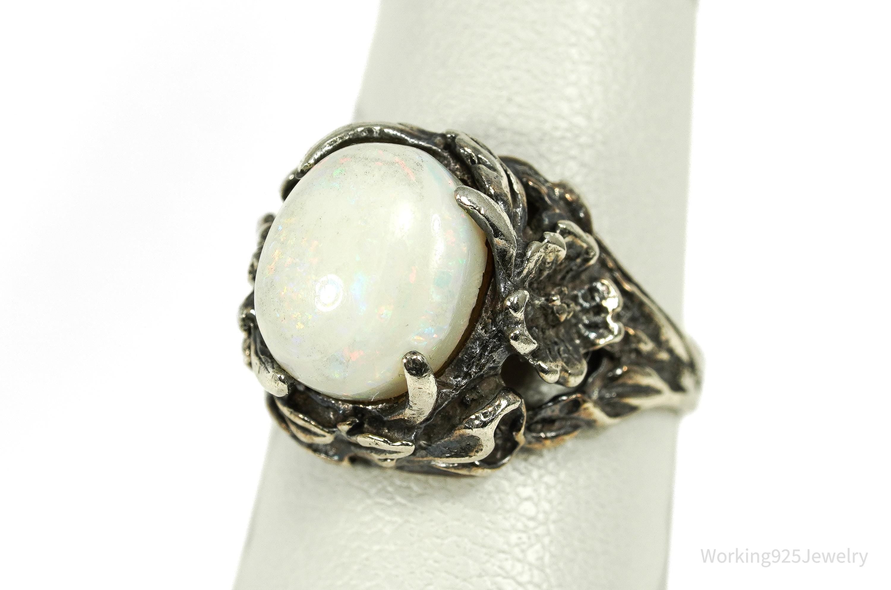 Vintage Opal Sterling Silver Ring - Size 6.25