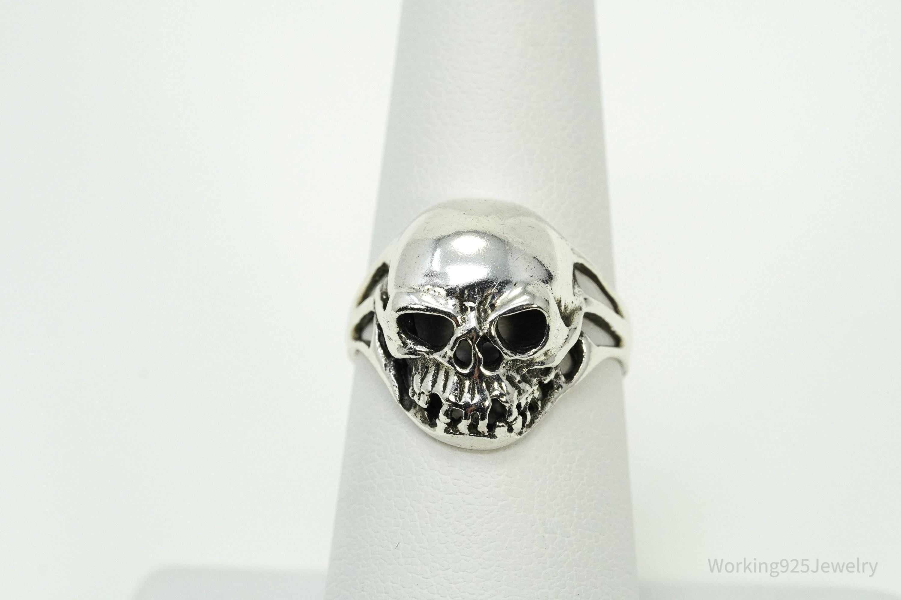 Vintage Skull Sterling Silver Ring - Size 6.75