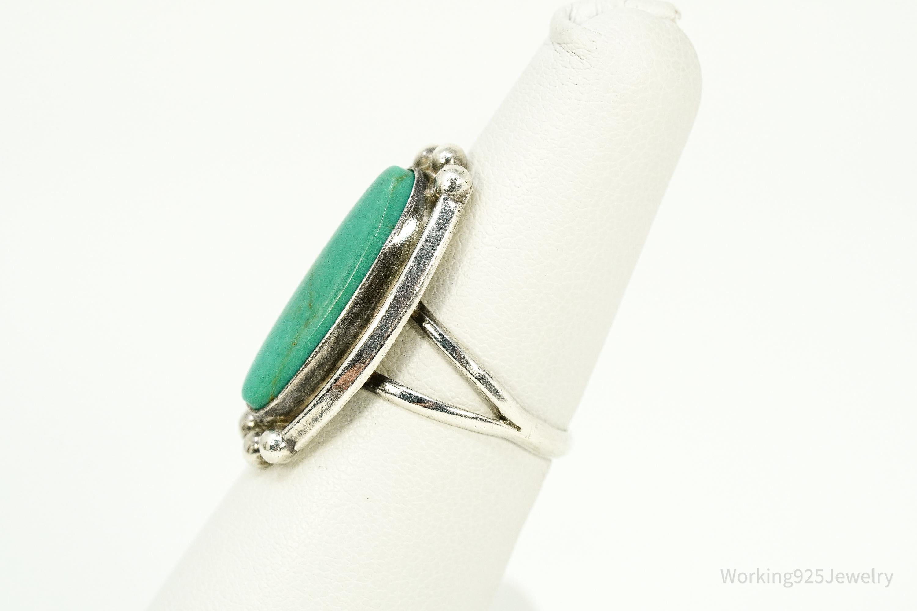 Vintage Native American Turquoise Sterling Silver Ring - Size 6.75