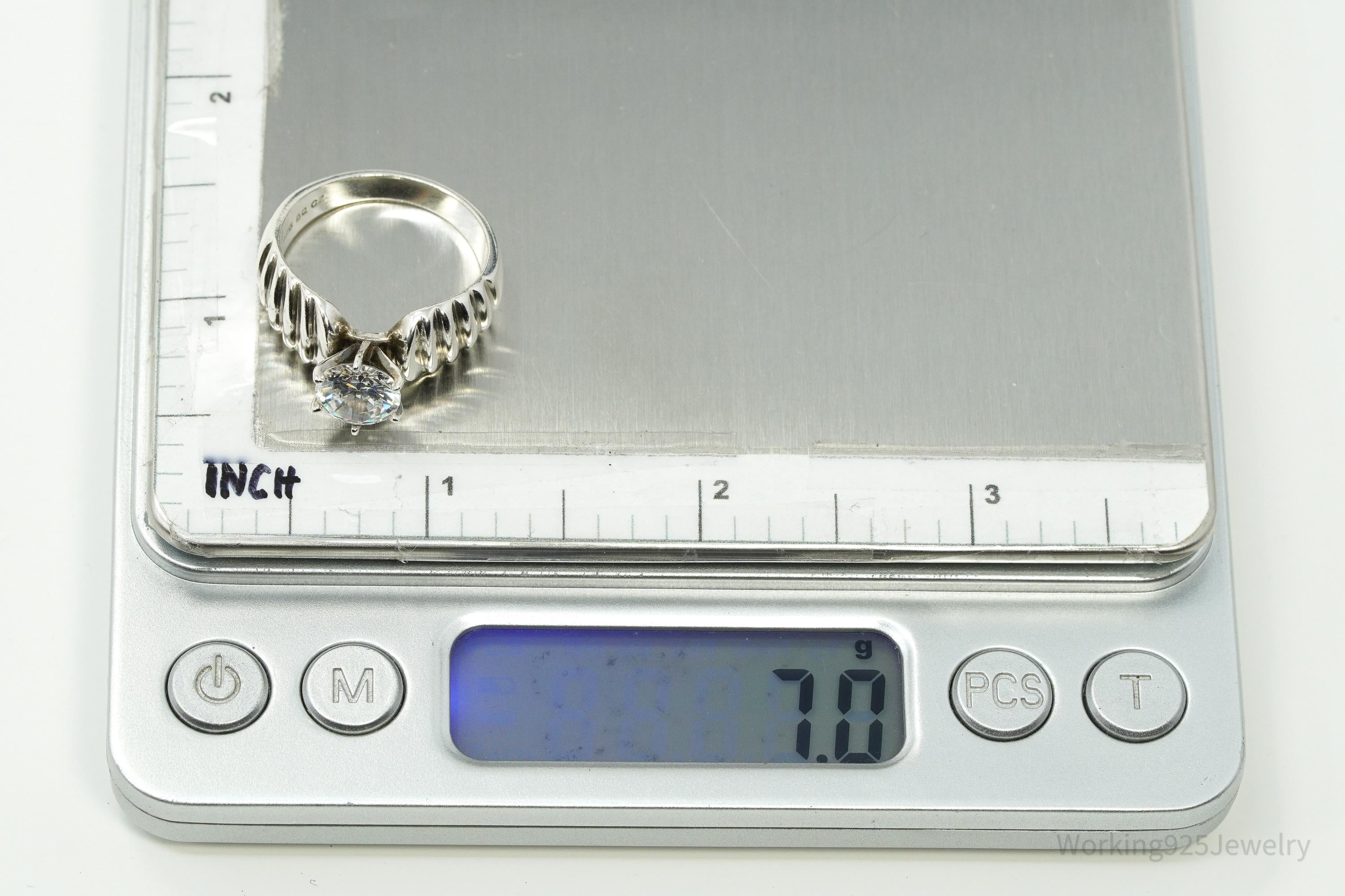 Vintage Diamonique Cubic Zirconia Sterling Silver Ring Size 9.25