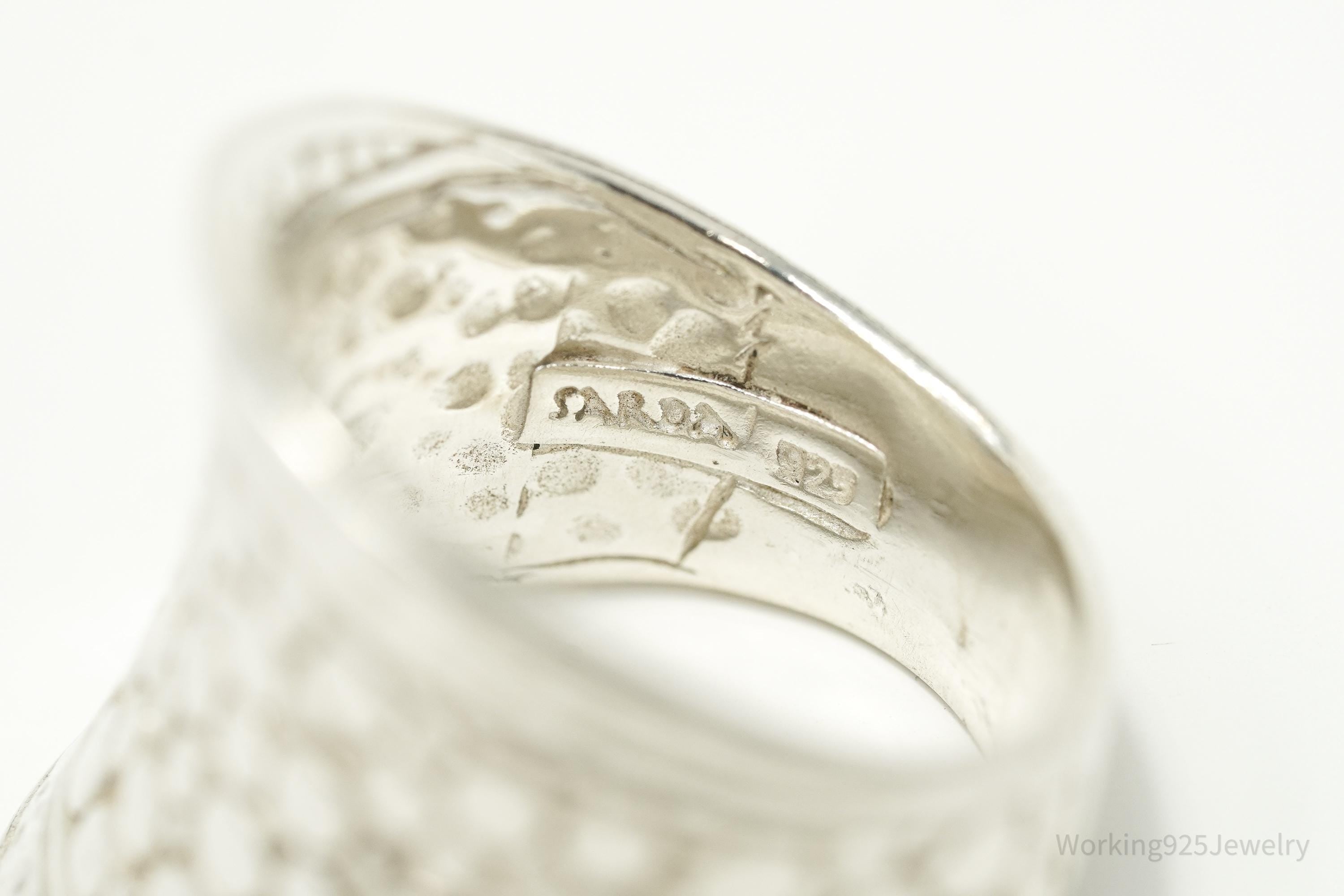 Vintage SARDA Sterling Silver Wide Band Ring - Size 9.25