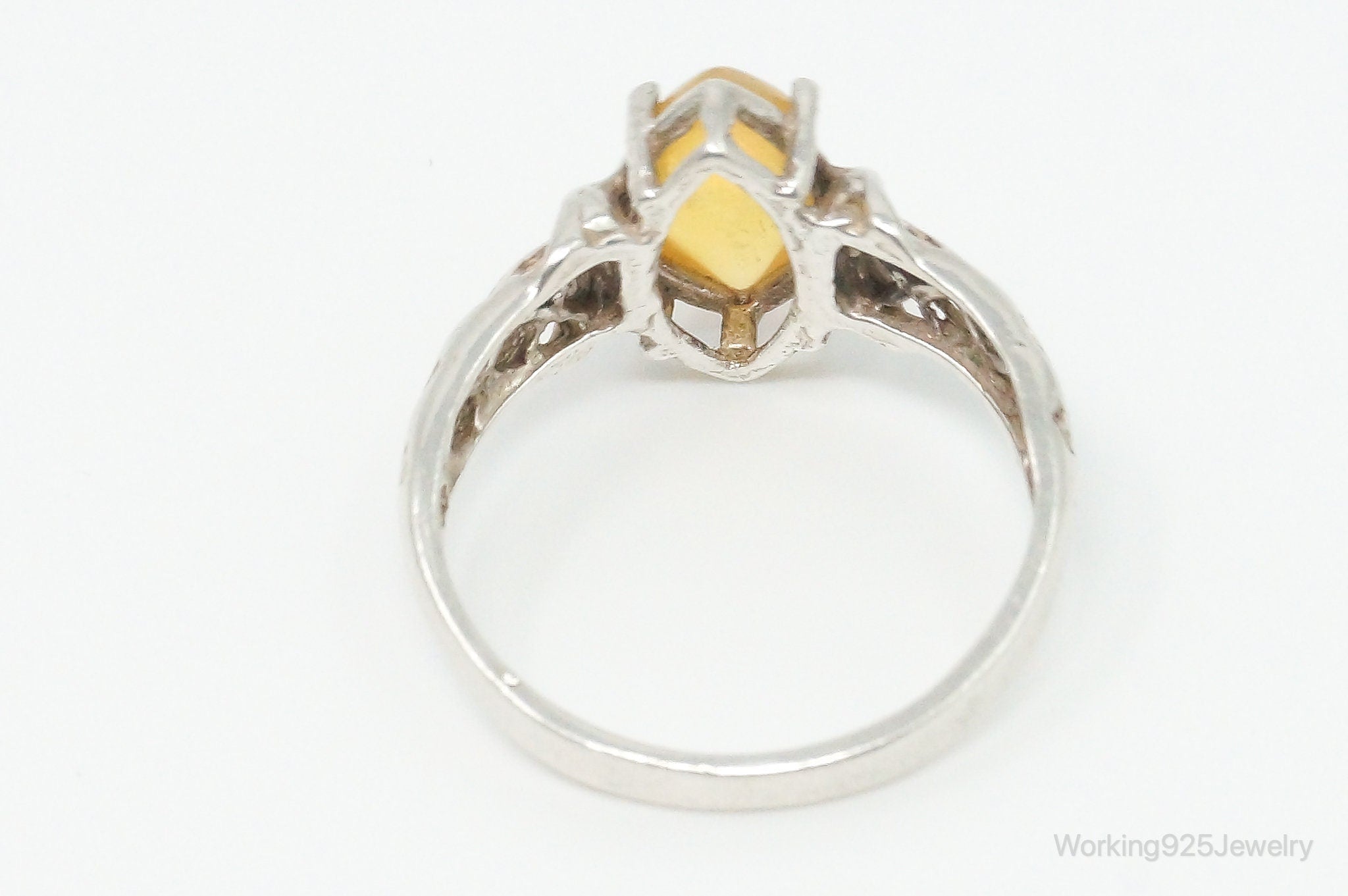 Yellow Opal Sterling Silver Ring - Size 9