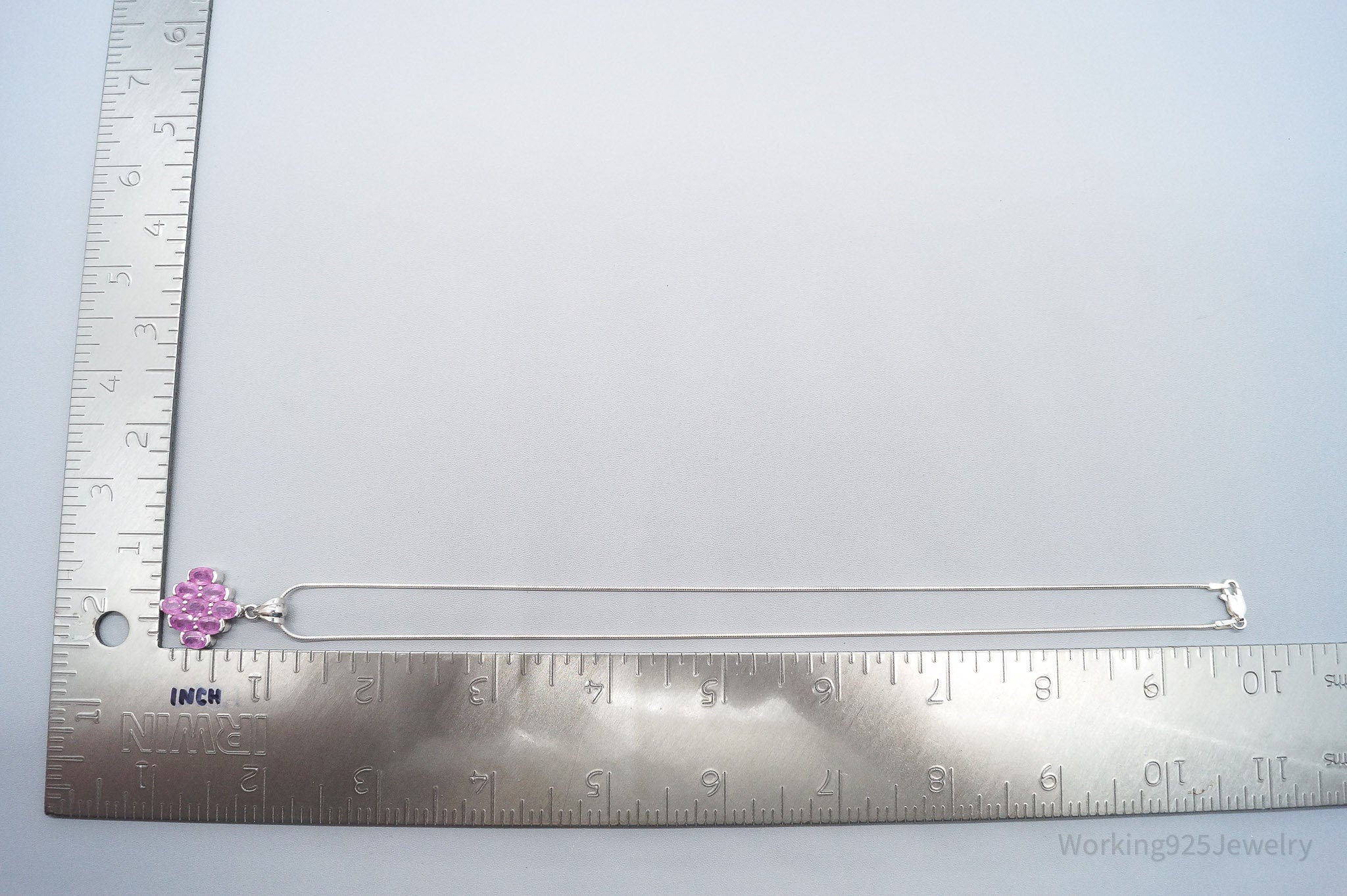 Vintage Pink Sapphire Sterling Silver Chain Necklace 18"