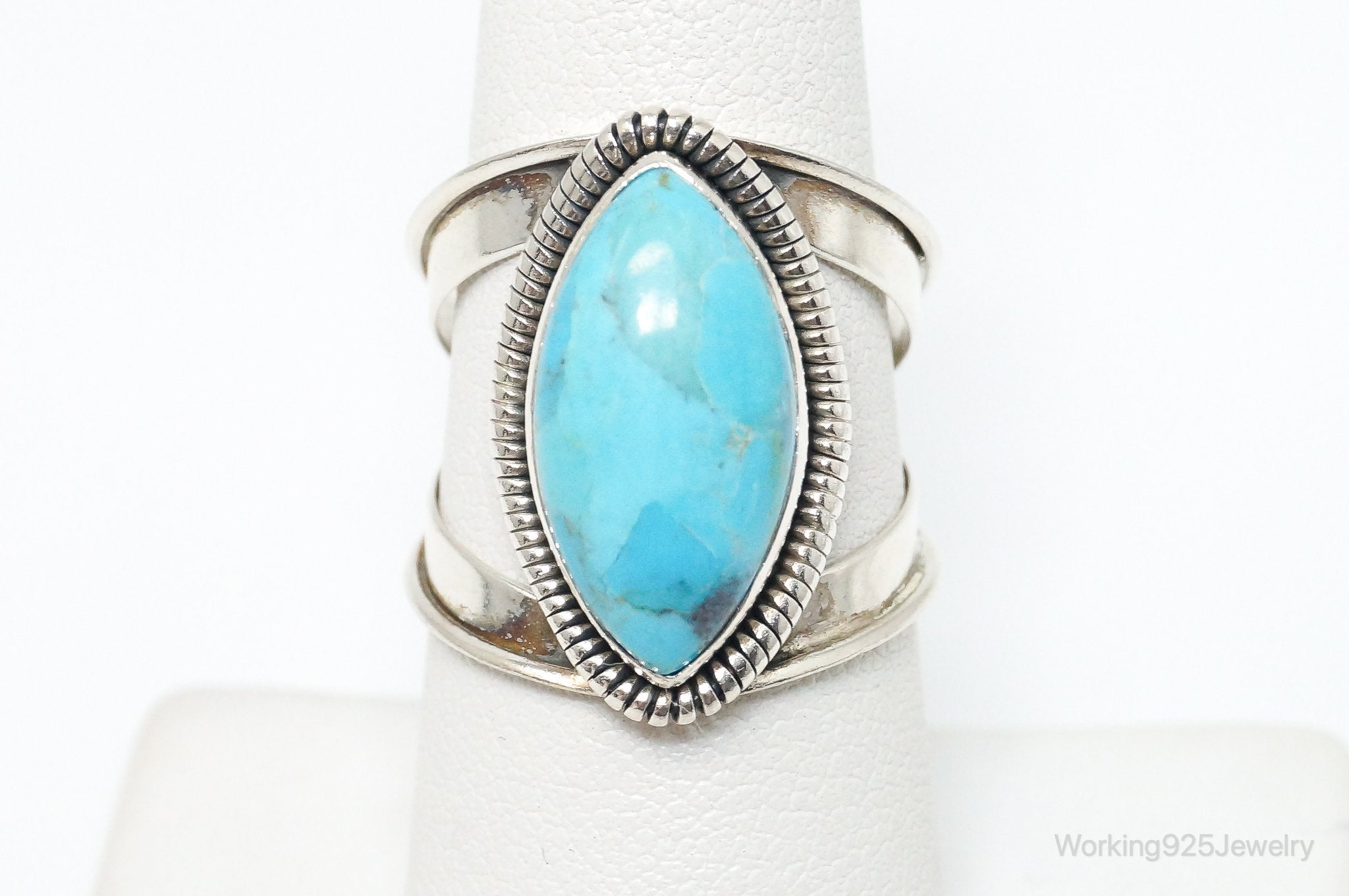 Vintage Turquoise Sterling Silver Ring - SZ 7.25