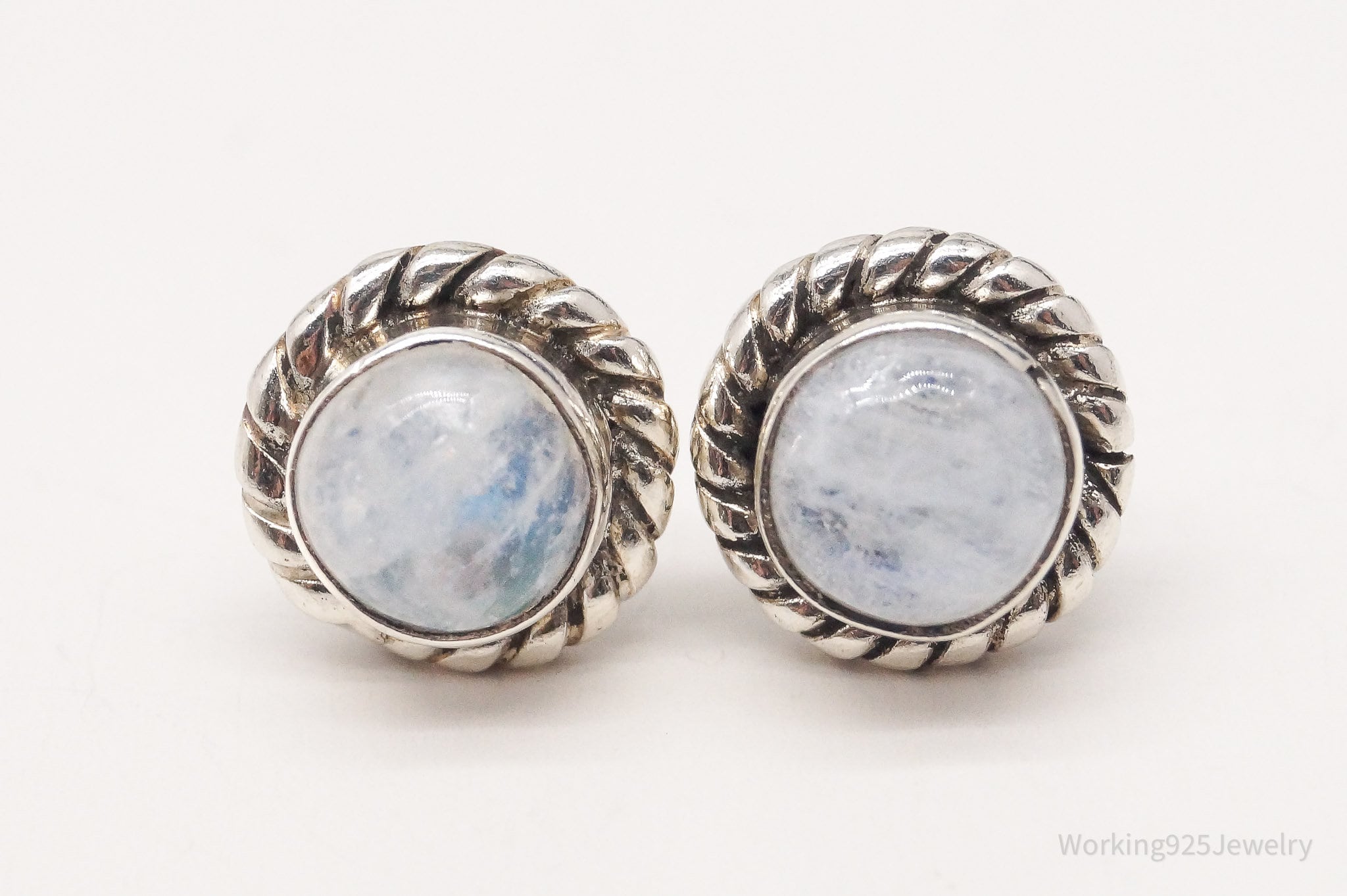 Vintage Moonstone Sterling Silver Stud Earrings