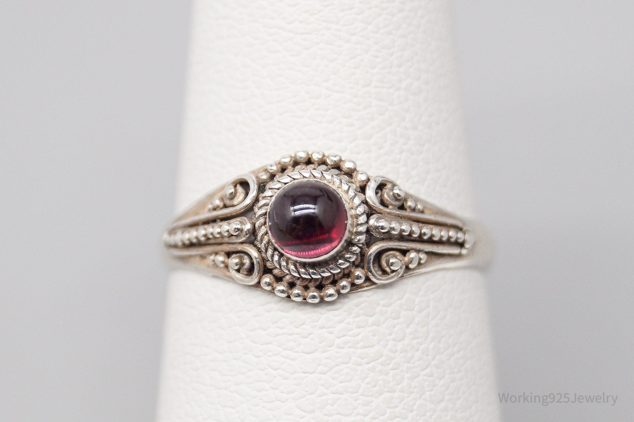 Vintage Rhodolite Garnet Sterling Silver Ring - Size 6