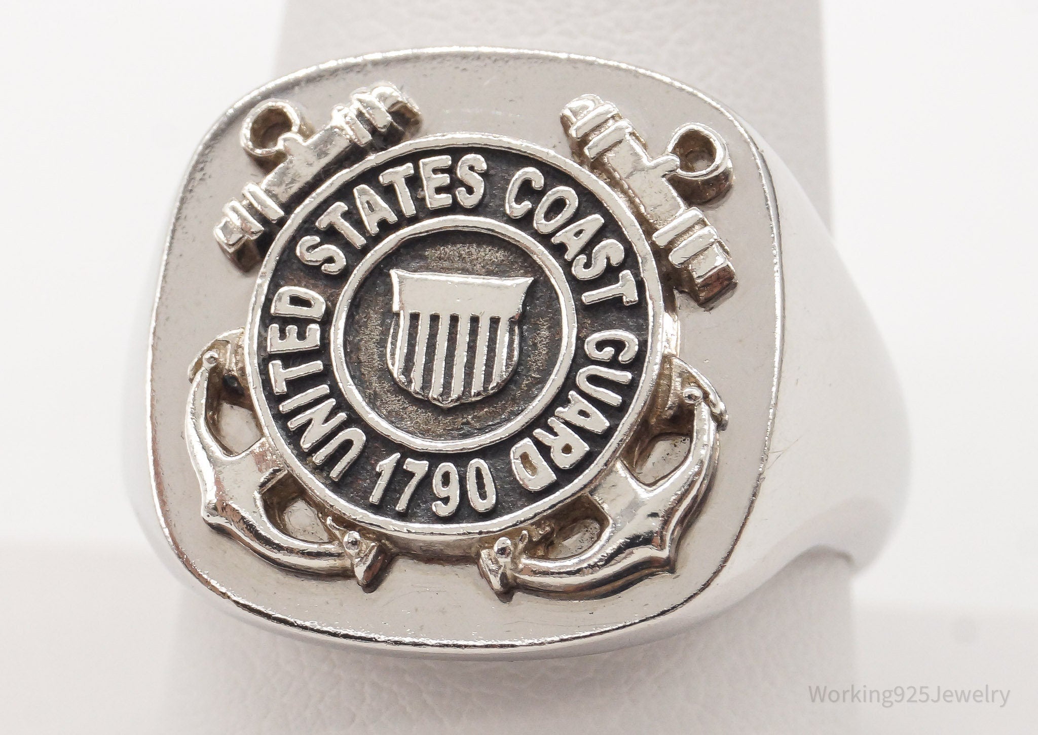 Vintage United States Coast Guard Sterling Silver Ring Size 9.75