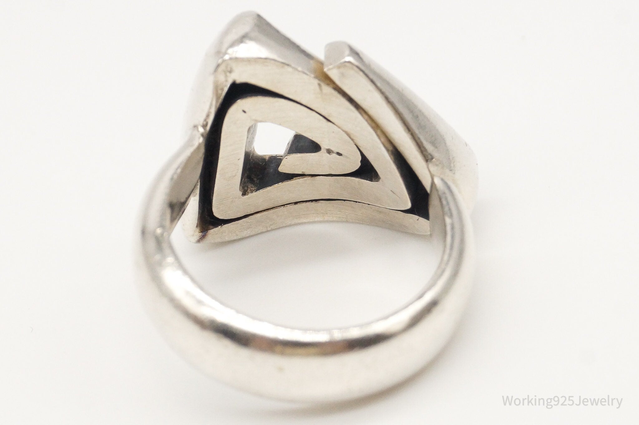 Vintage Modernist Style Sterling Silver Ring - Size 6.5 Adjustable